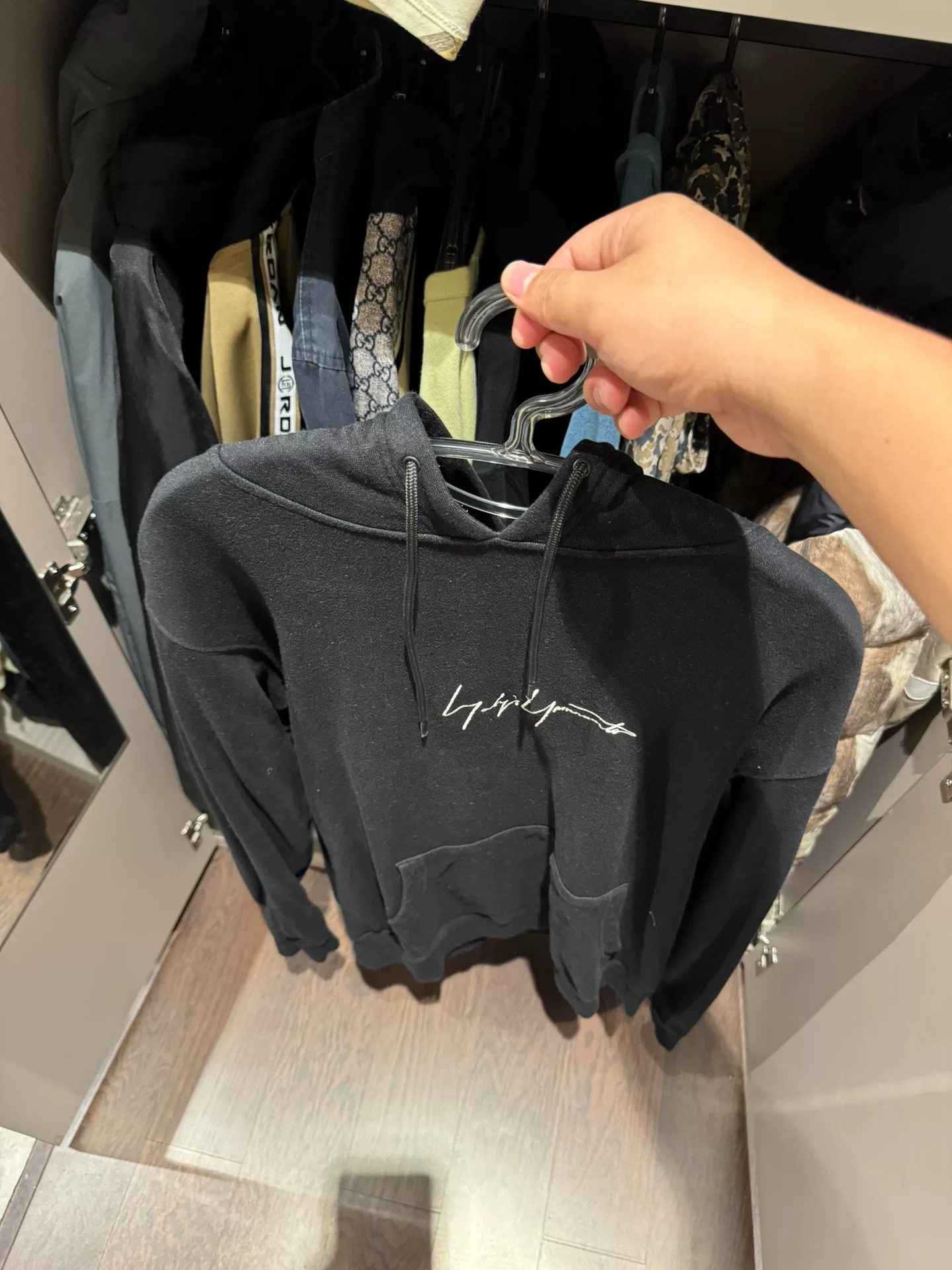 Yohji Yamamoto Black Embroidered Hoodie