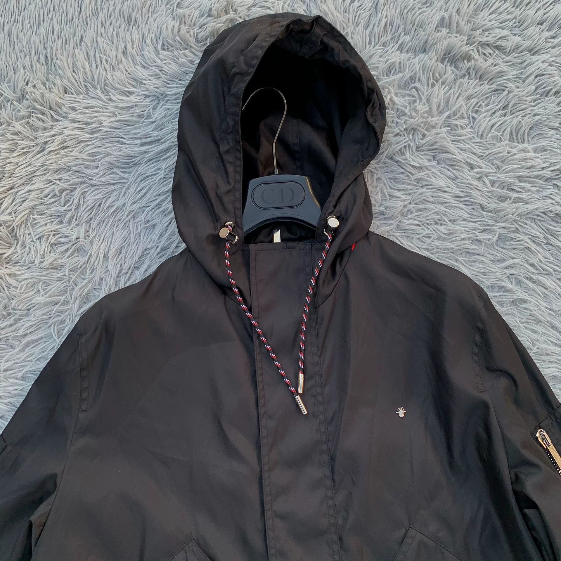 Dior Black Hooded Nylon Jacket — front