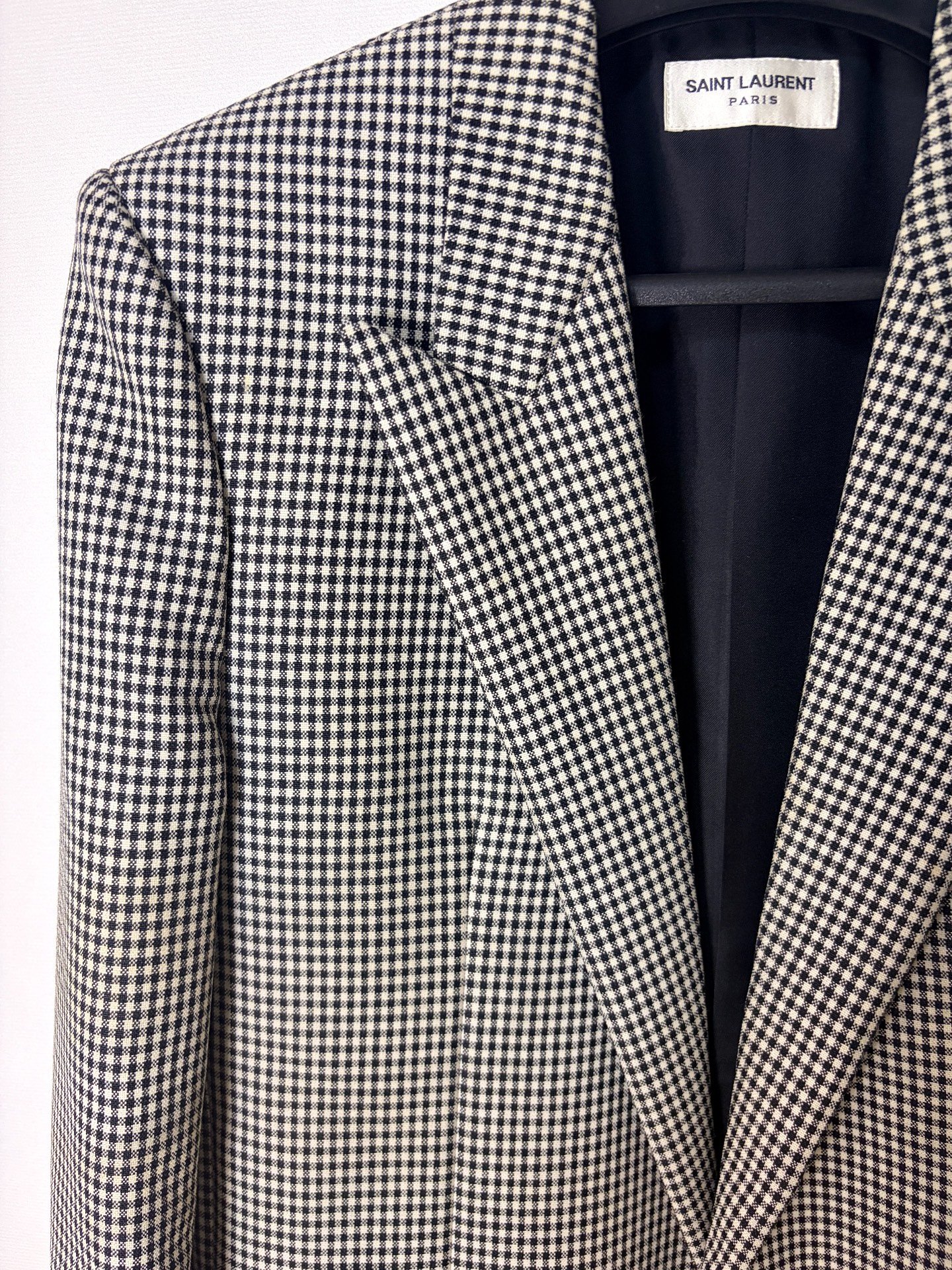 Saint Laurent Houndstooth Wool Blazer — detail