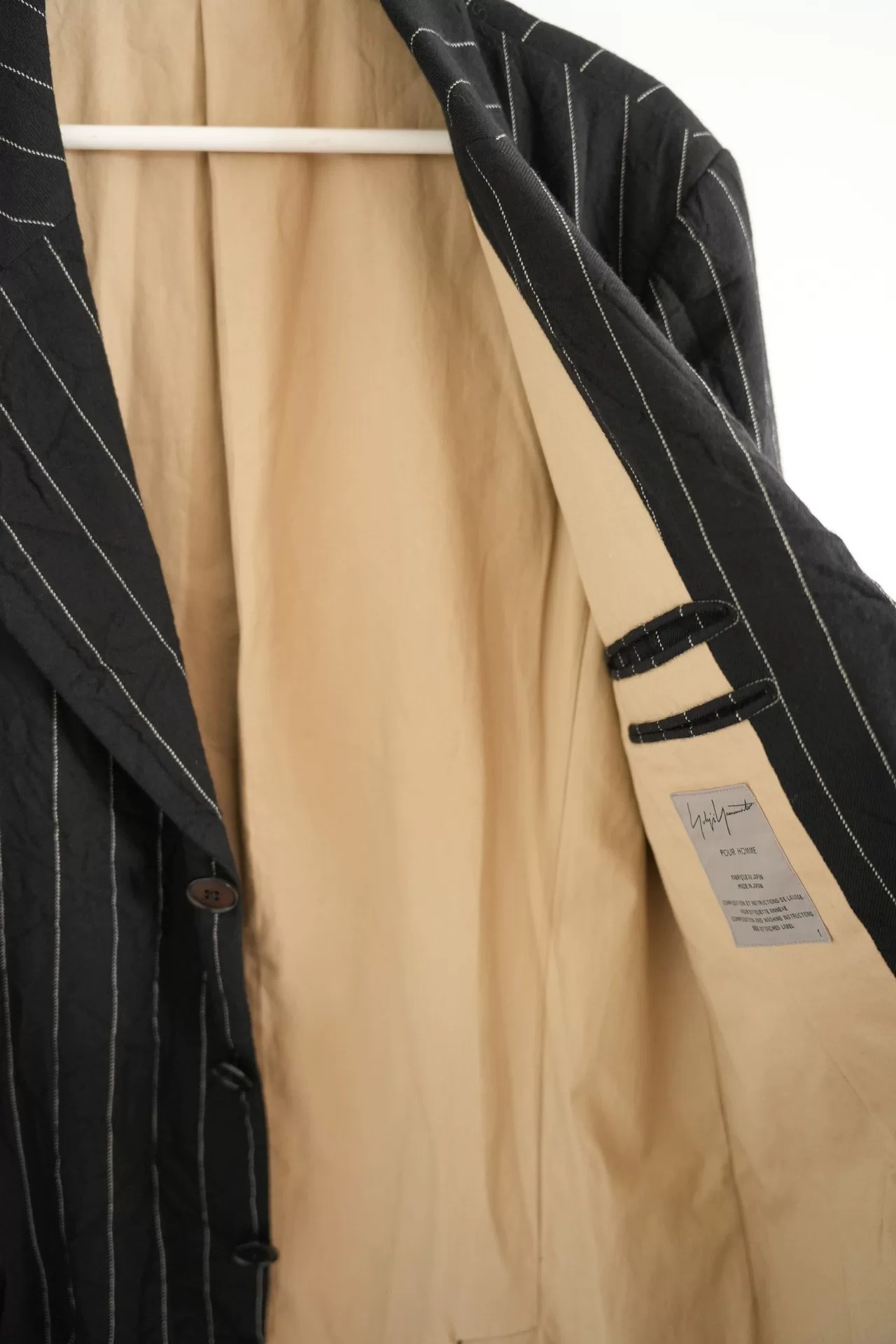 Yohji Yamamoto 11AW Striped Wool Blazer — label