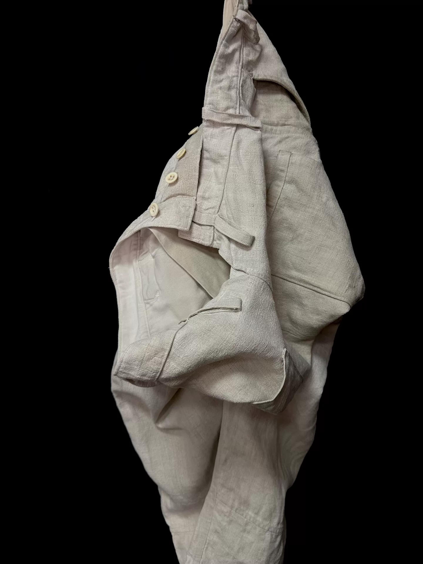 Andrew Driftwood Black Tea Dyed Linen Pants — label