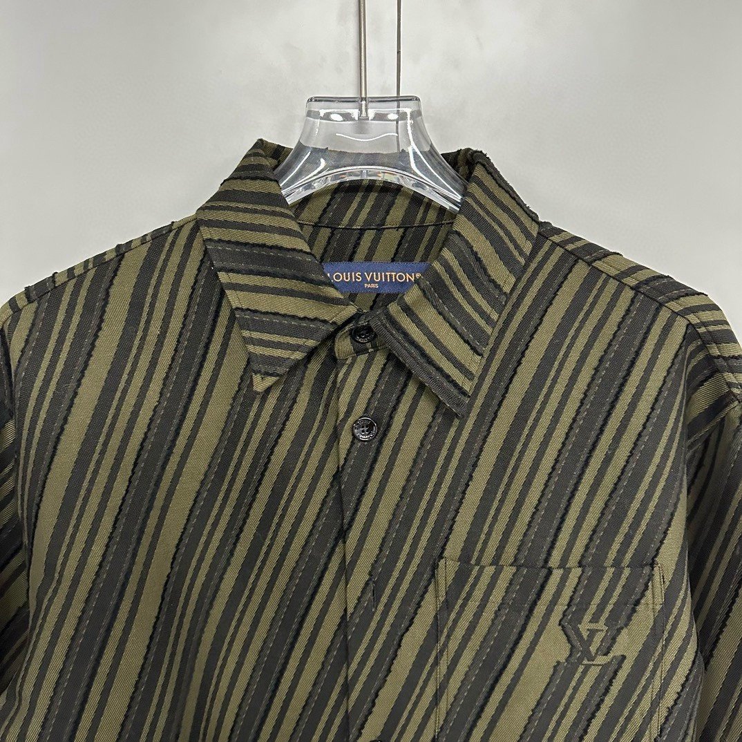 Louis Vuitton SS24 Black Yellow Stripe Jacquard Shirt — front