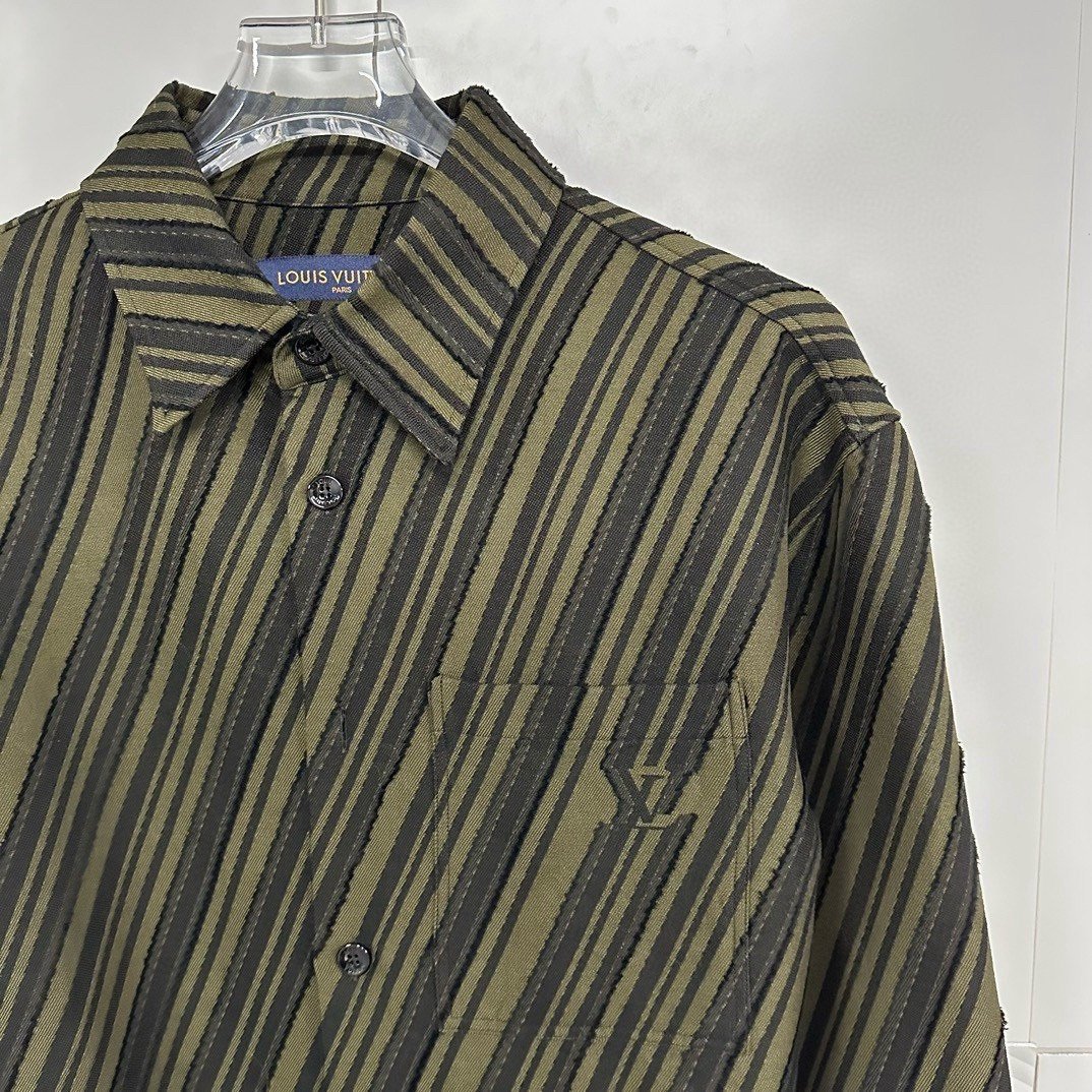 Louis Vuitton SS24 Black Yellow Stripe Jacquard Shirt — detail