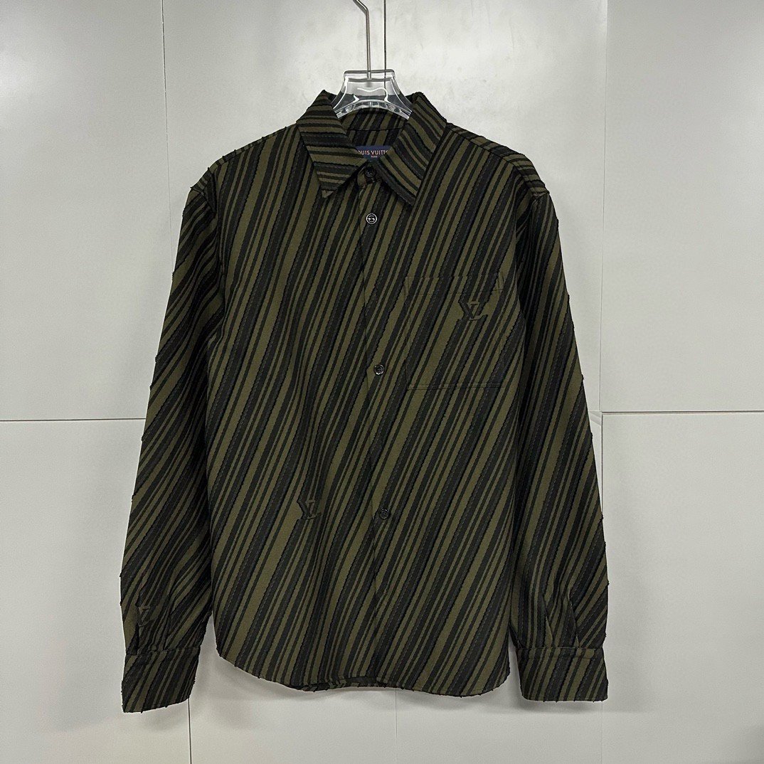 Louis Vuitton SS24 Black Yellow Stripe Jacquard Shirt