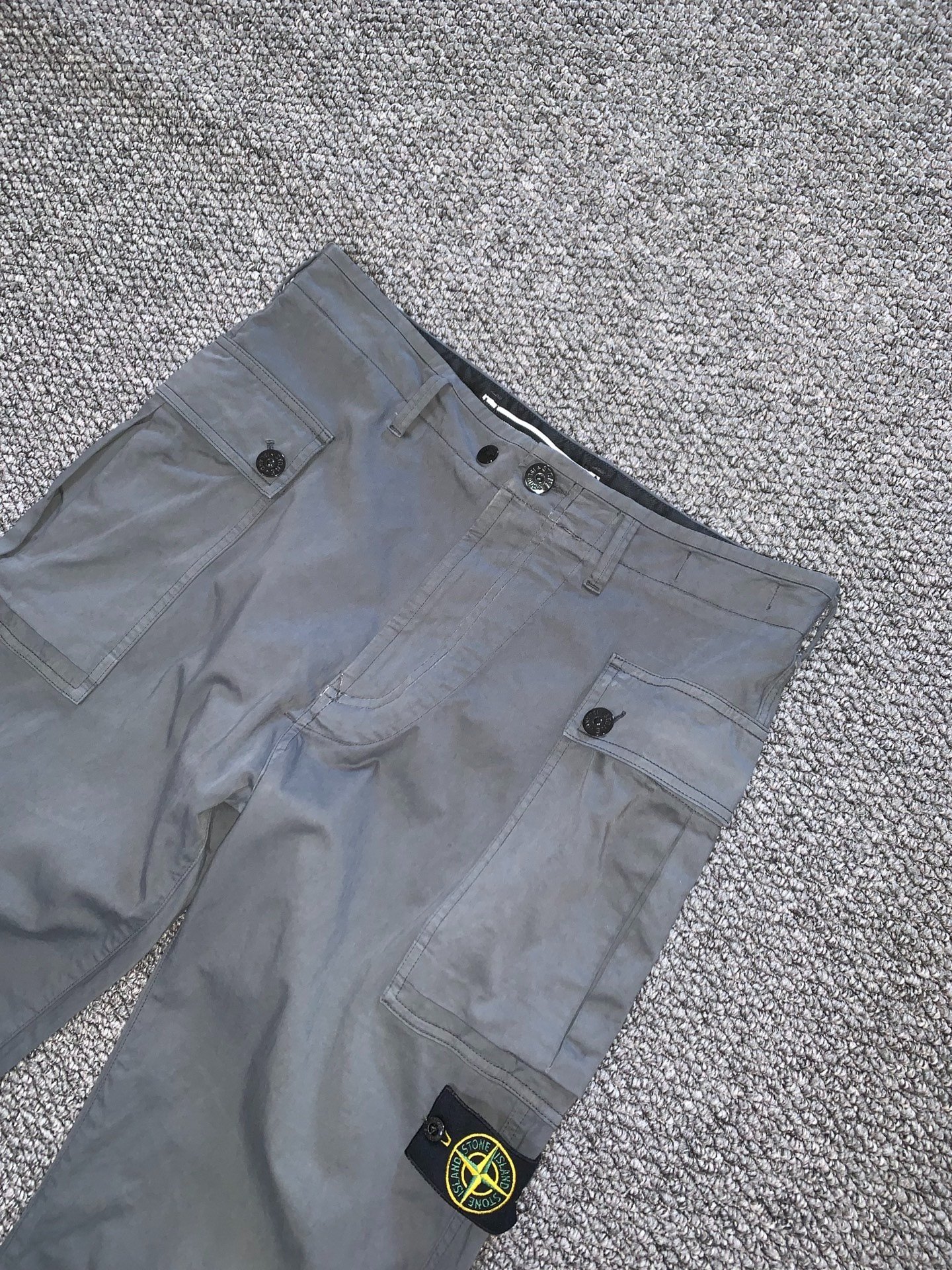 Stone Island Gray Cargo Pants — front