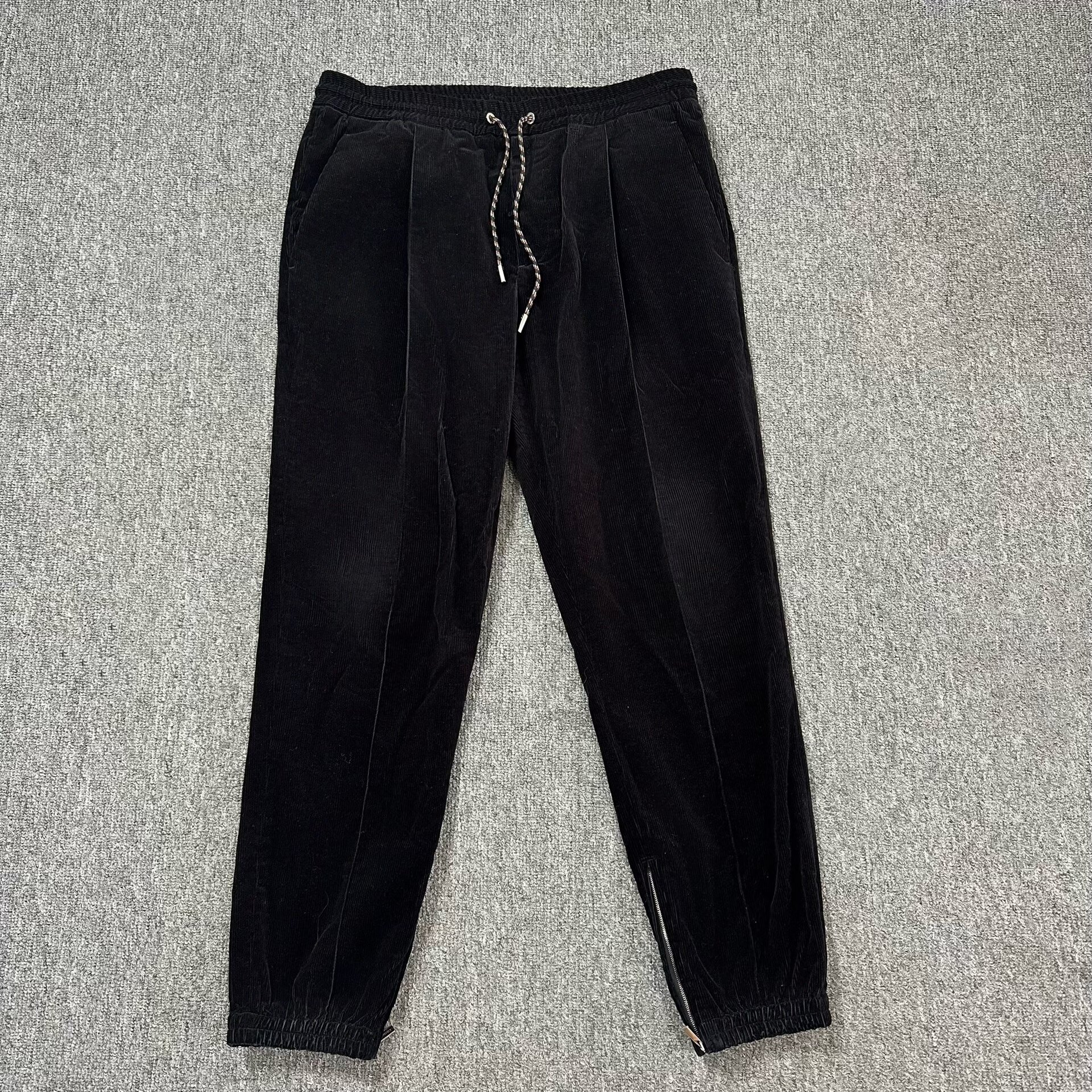Dior Black Corduroy Side-Zip Casual Pants