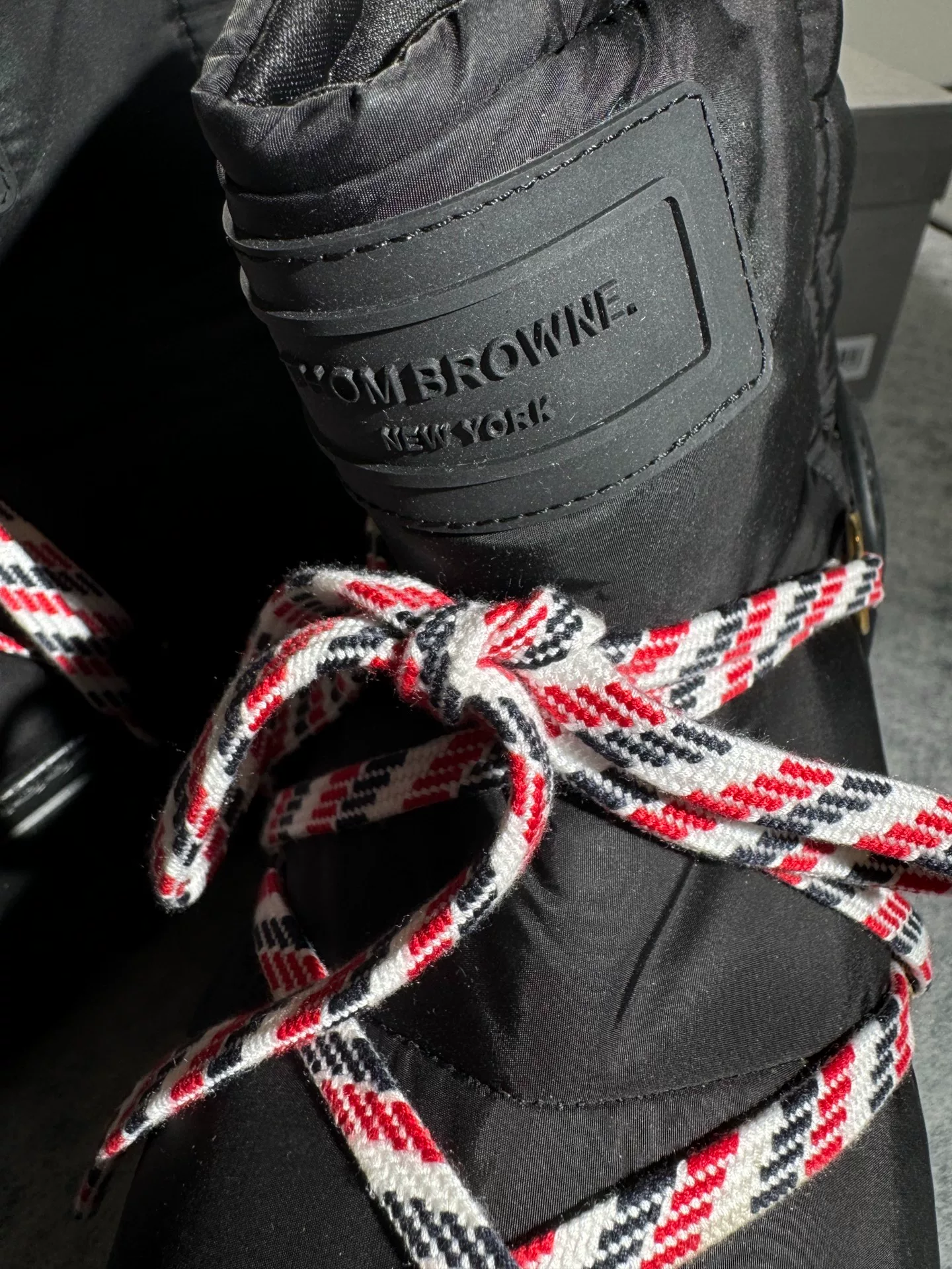 Thom Browne Black Snow Boots — label