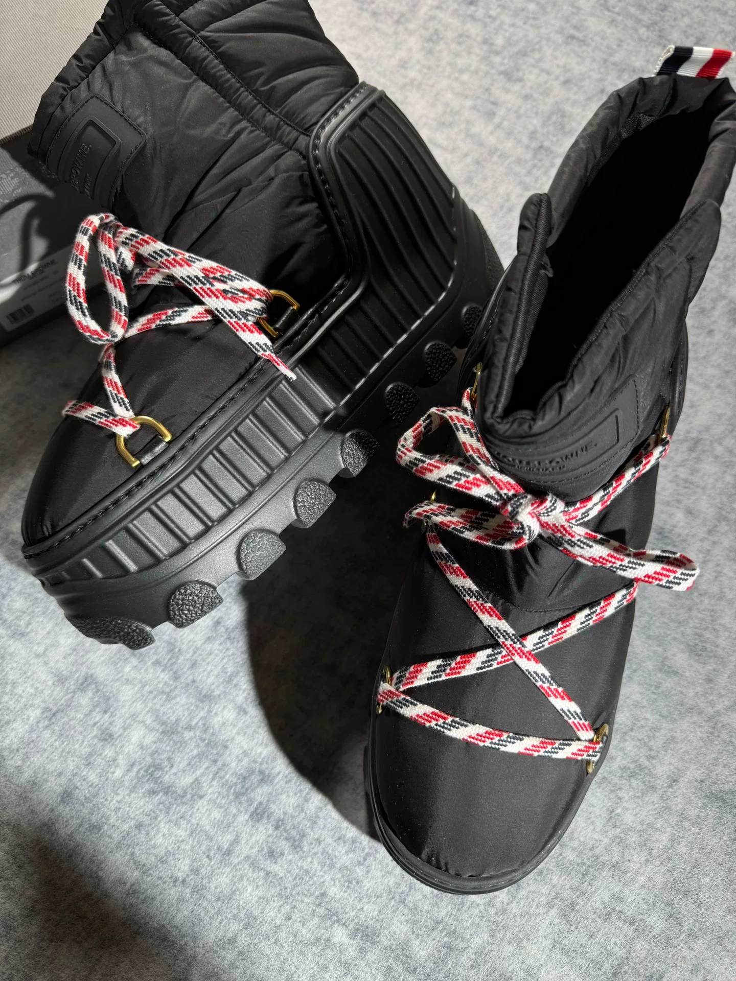 Thom Browne Black Snow Boots — front
