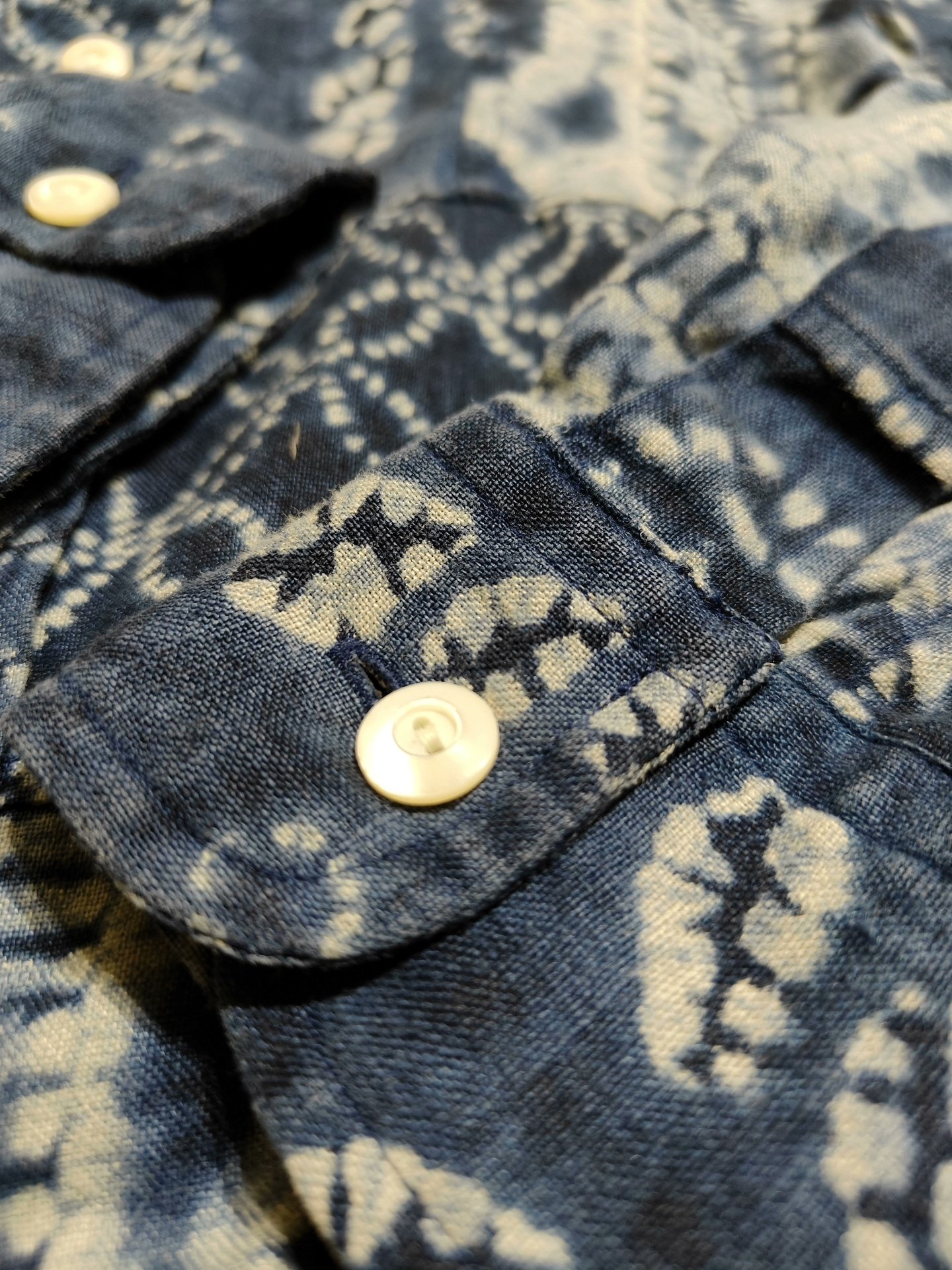 RRL Ralph Lauren Indigo Patchwork Shirt — label