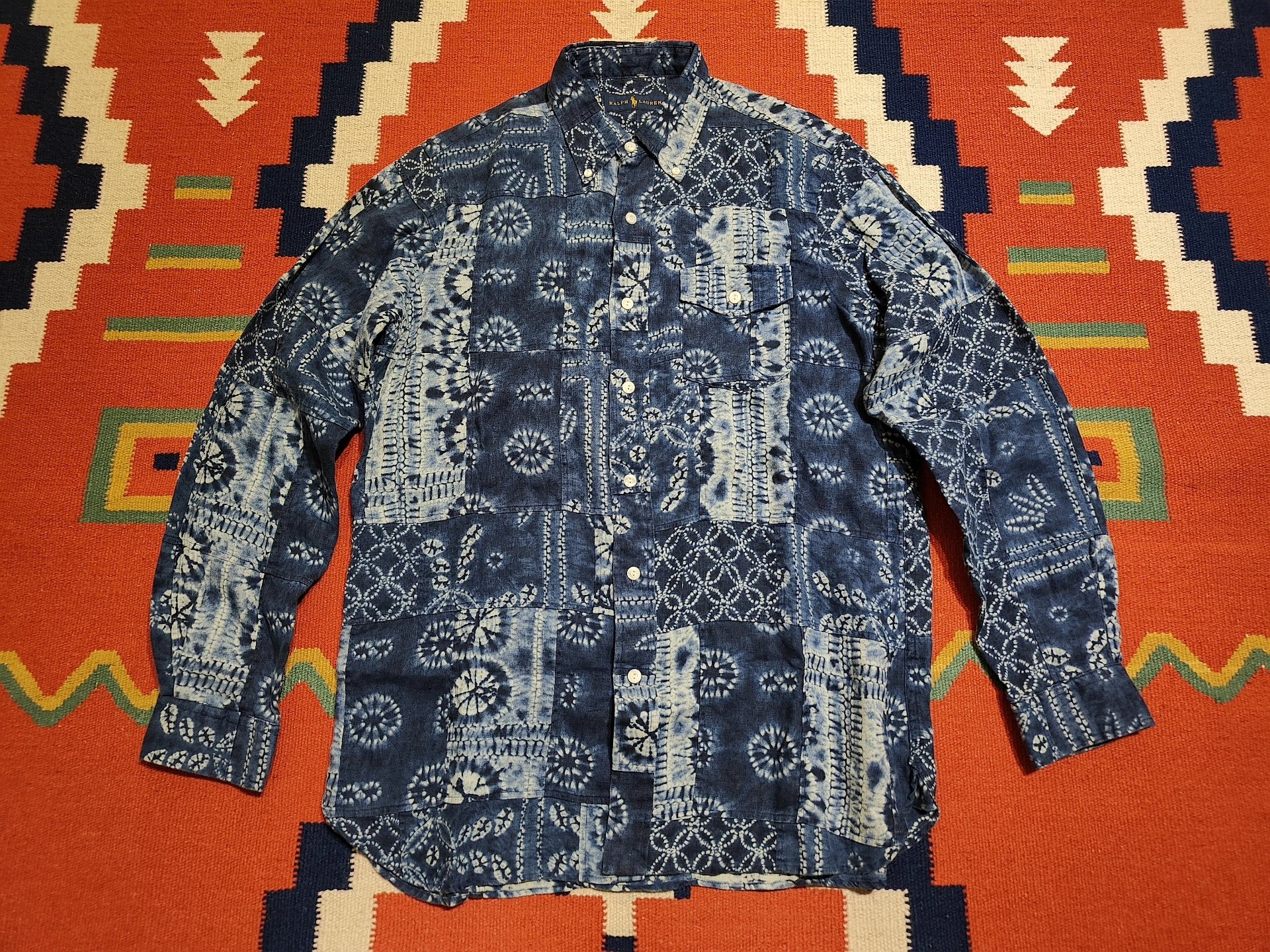 RRL Ralph Lauren Indigo Patchwork Shirt
