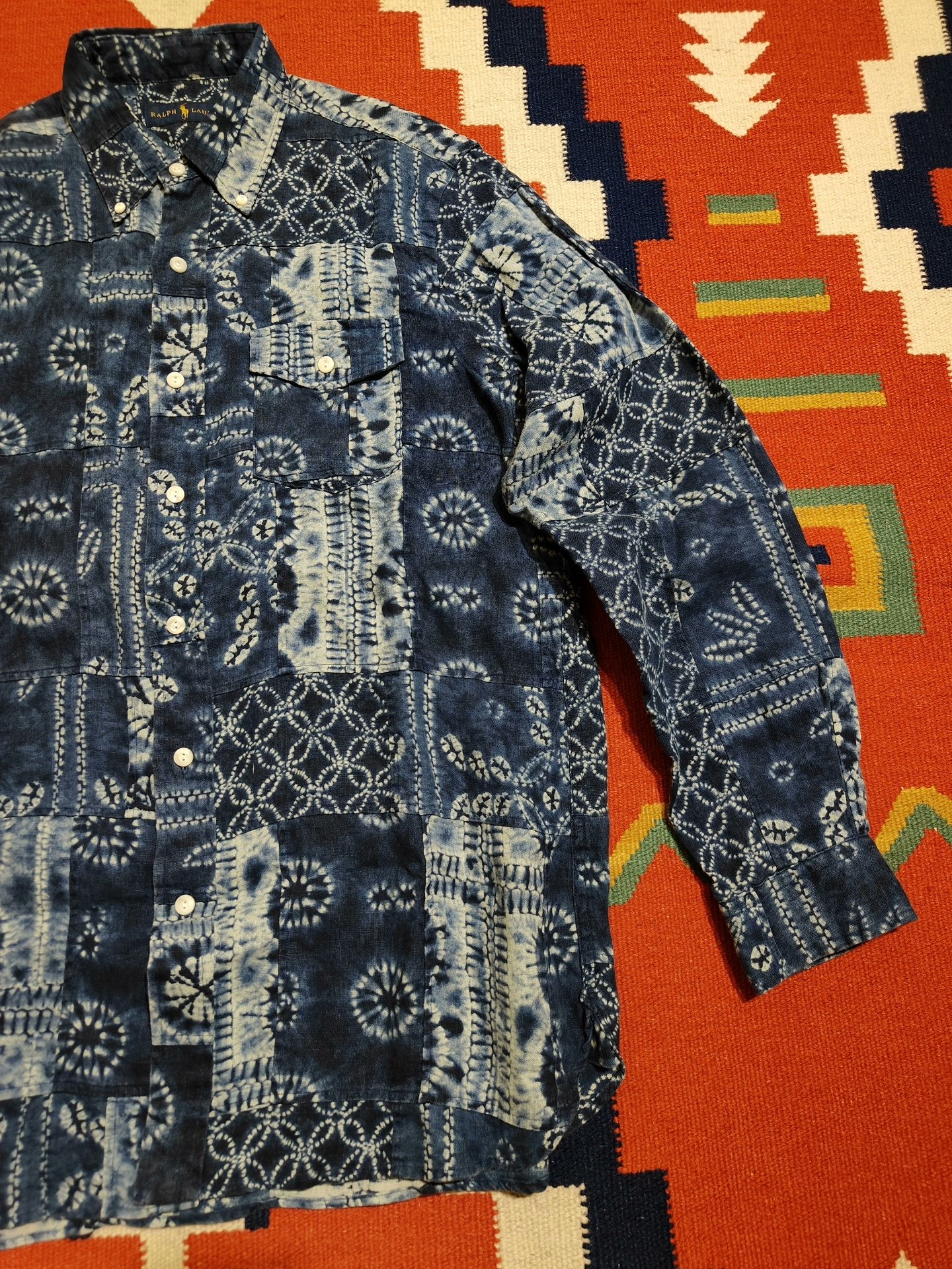 RRL Ralph Lauren Indigo Patchwork Shirt — front