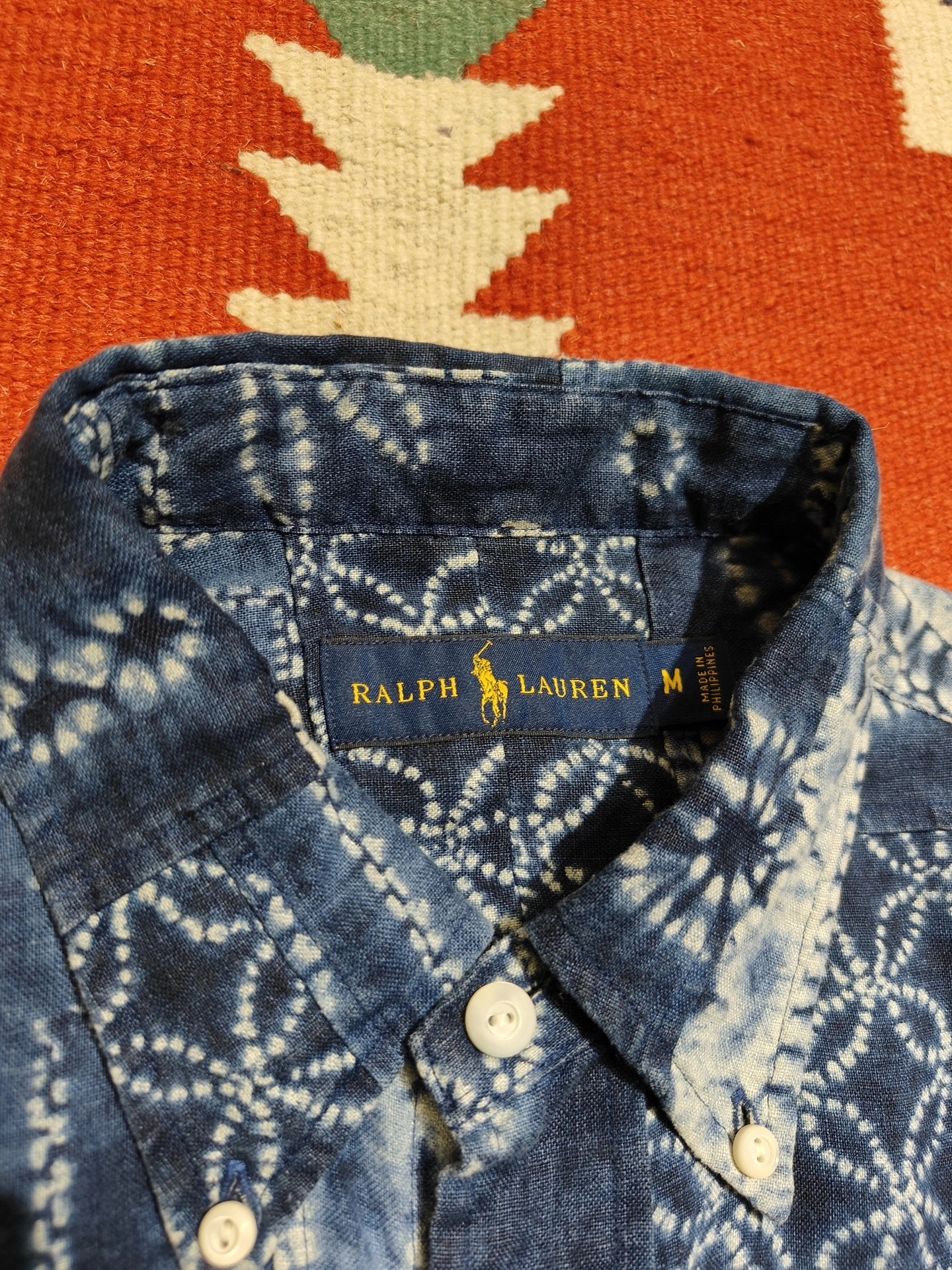 RRL Ralph Lauren Indigo Patchwork Shirt — detail