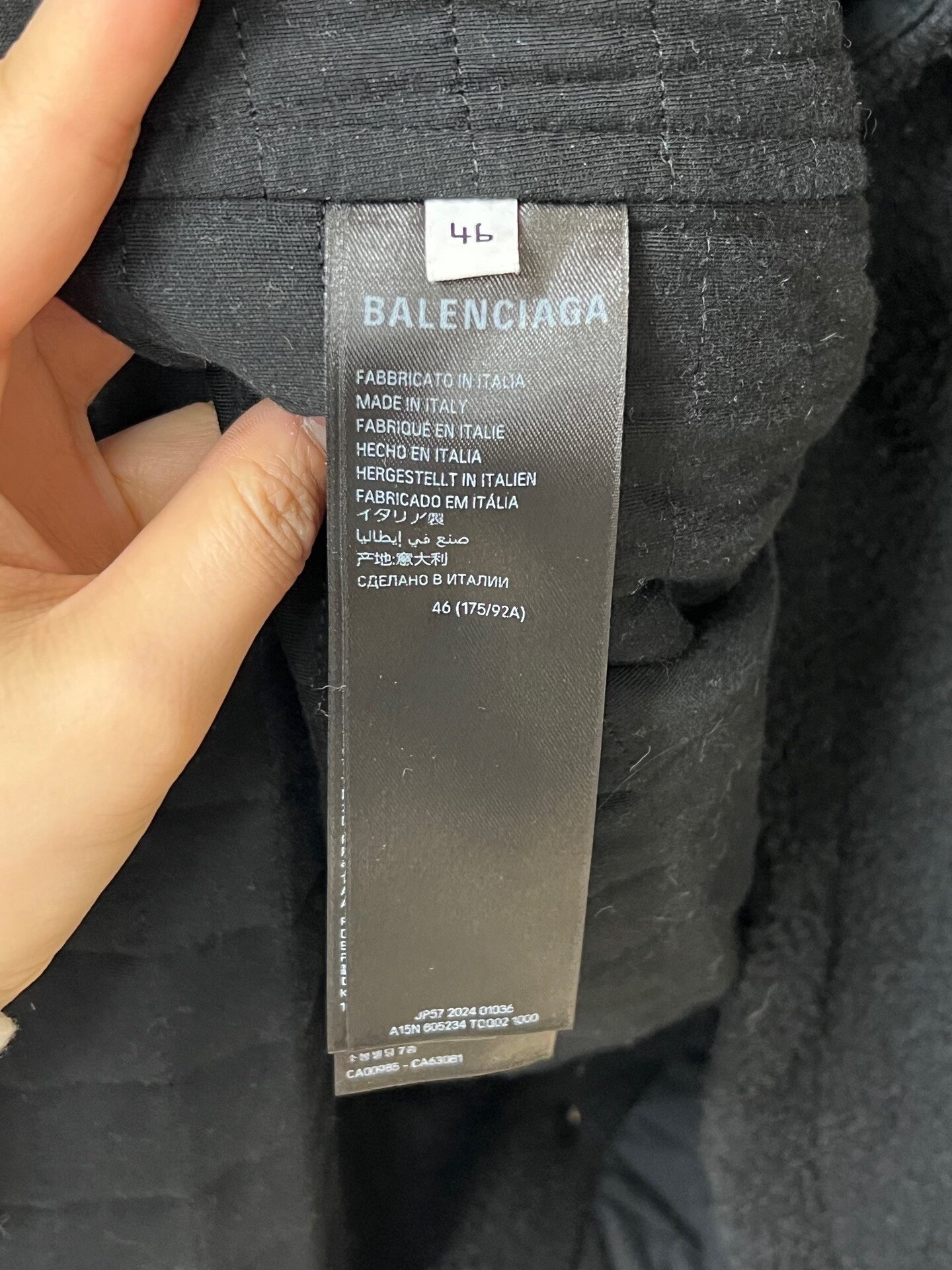 Balenciaga Lamb Wool Fleece Sleeve Logo Jacket — back