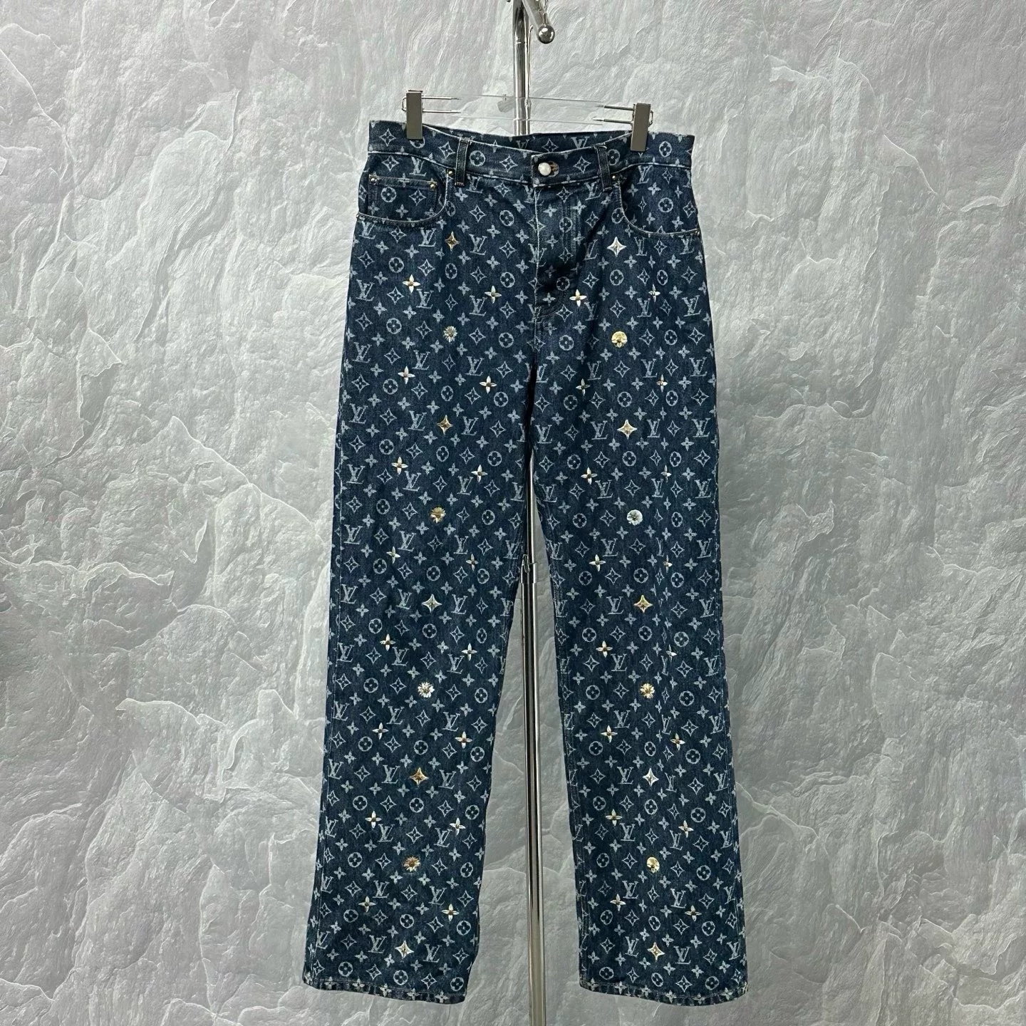 Louis Vuitton FW26 Daisy Embroidery Denim Pants — front