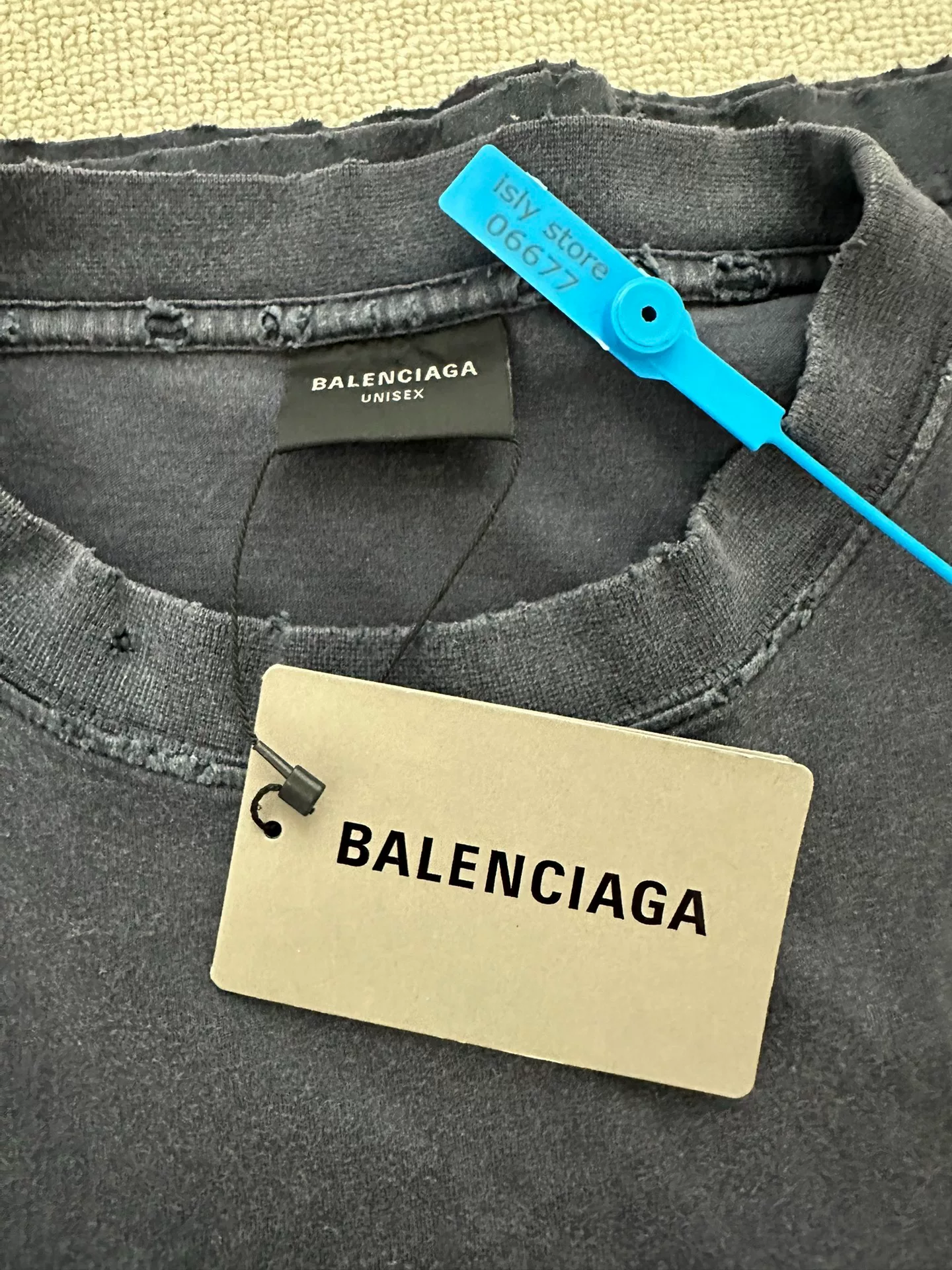 Balenciaga Black Faded Loose Short-Sleeve T — label