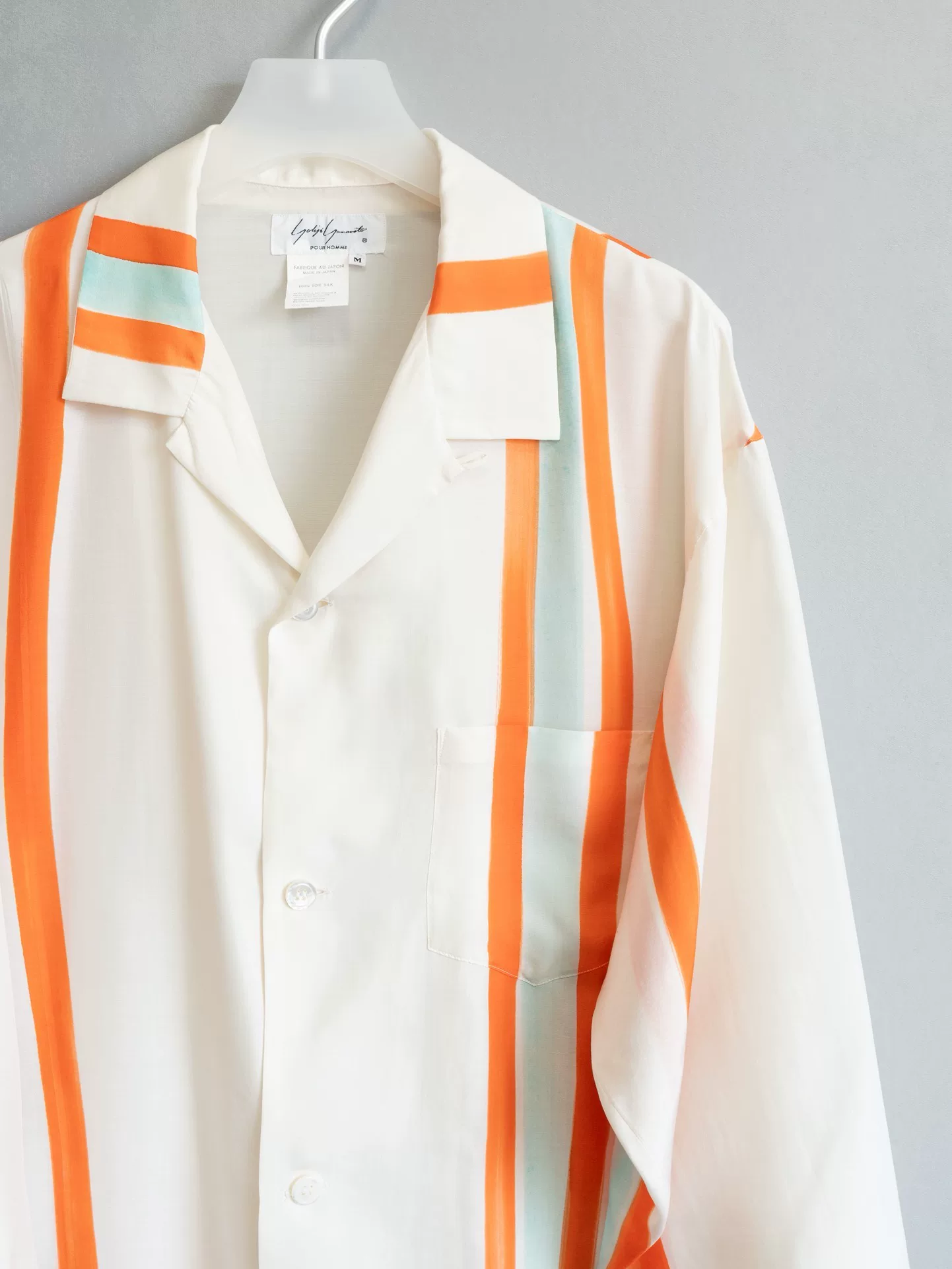 Yohji Yamamoto 91SS Vertical Stripe Silk Shirt — detail