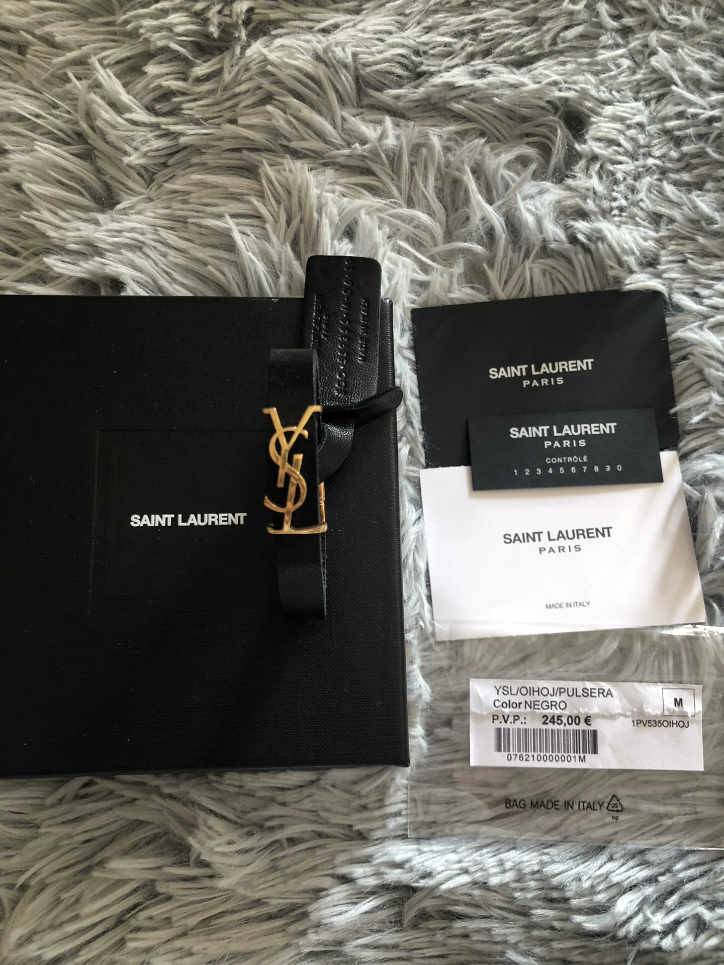 Saint Laurent Gold YSL Logo Bracelet — back