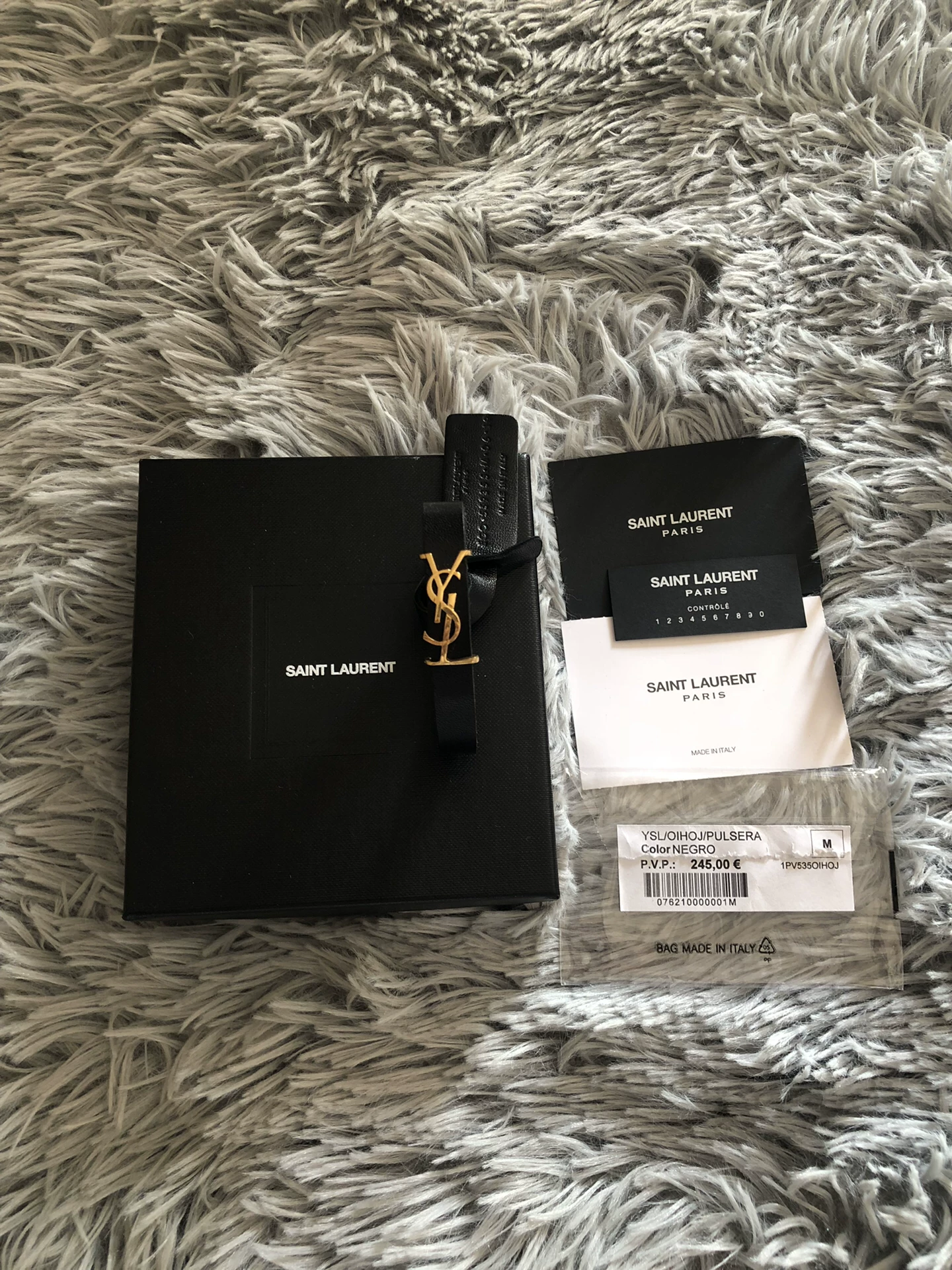 Saint Laurent Gold YSL Logo Bracelet — detail