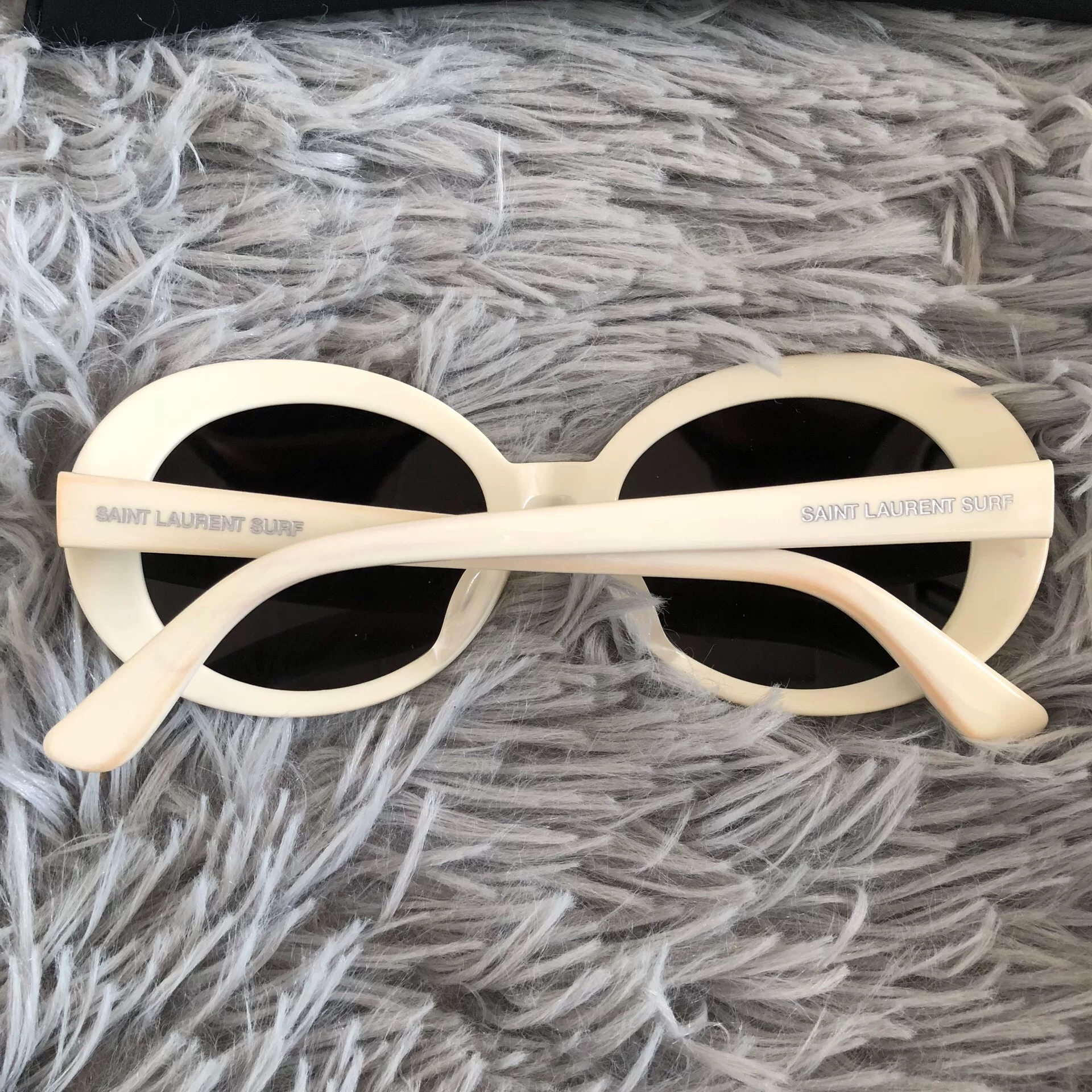 Saint Laurent Ivory Round-Frame Sunglasses — front