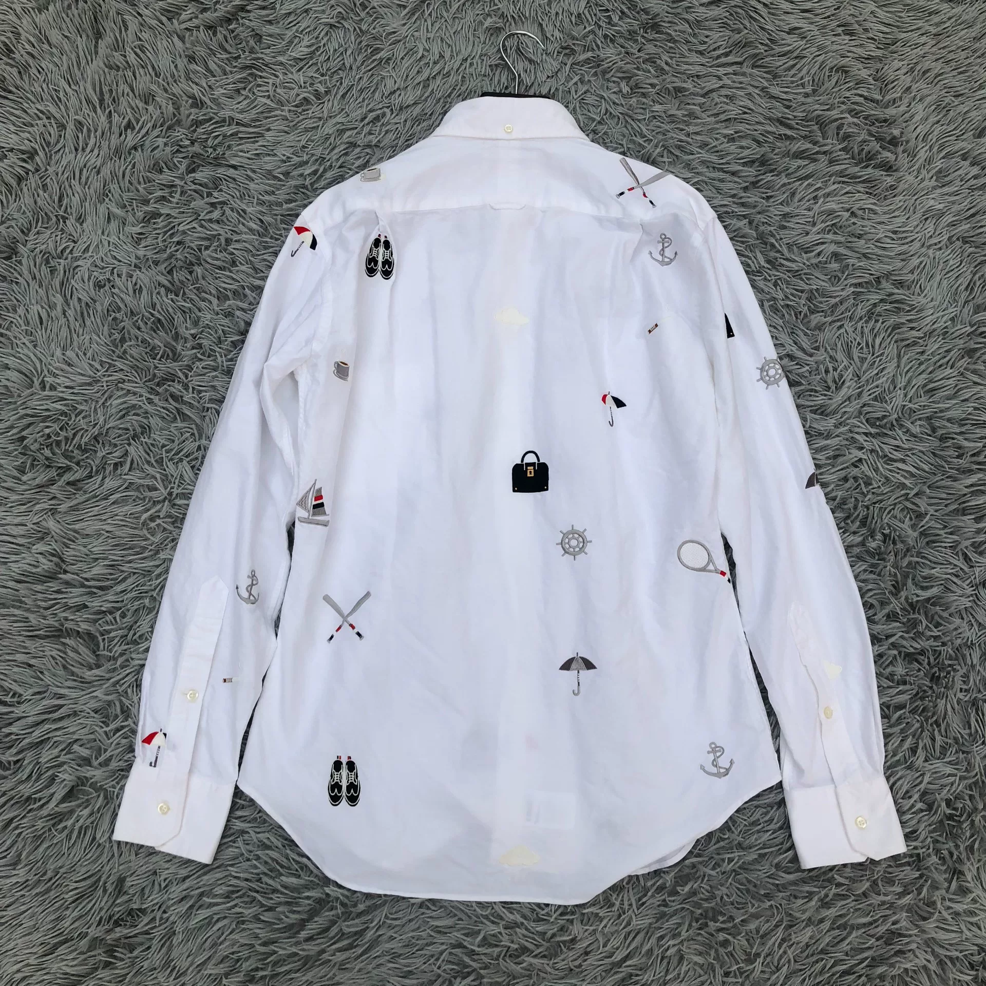 Thom Browne Embroidered Long-Sleeve Shirt — label