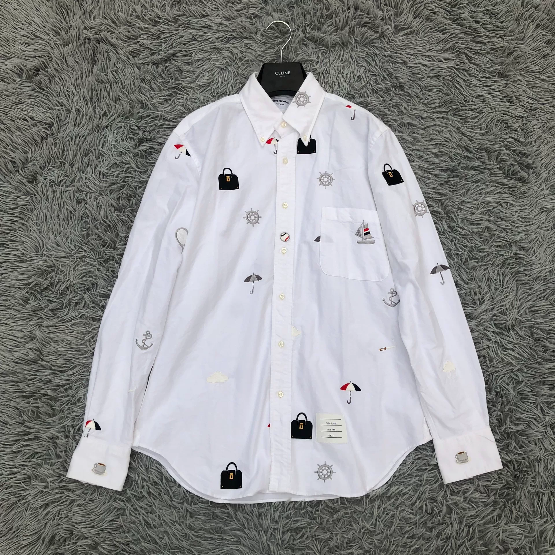 Thom Browne Embroidered Long-Sleeve Shirt