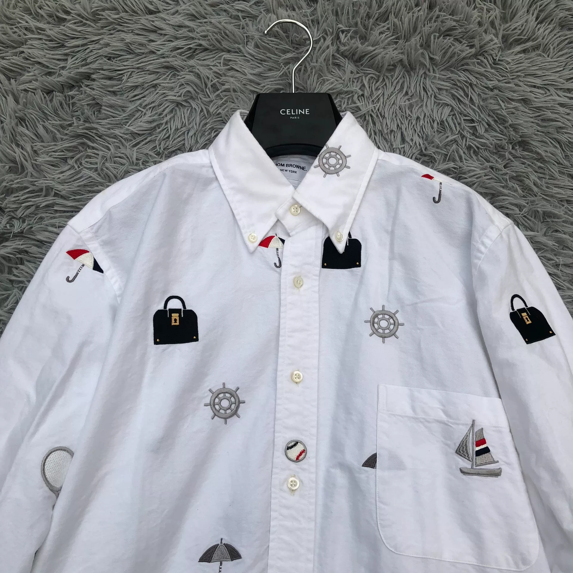 Thom Browne Embroidered Long-Sleeve Shirt — detail