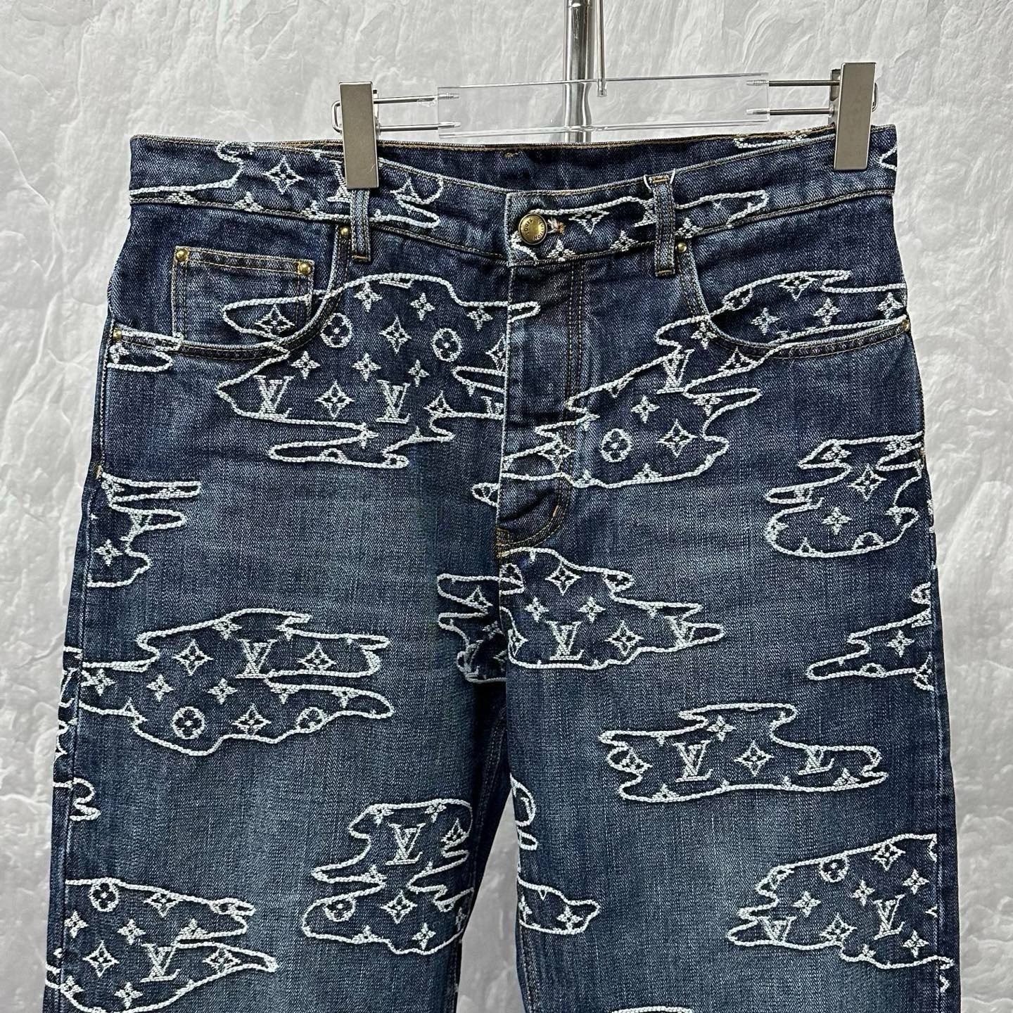 Louis Vuitton Nigo FW25 Cloud Jacquard Denim Pants — front