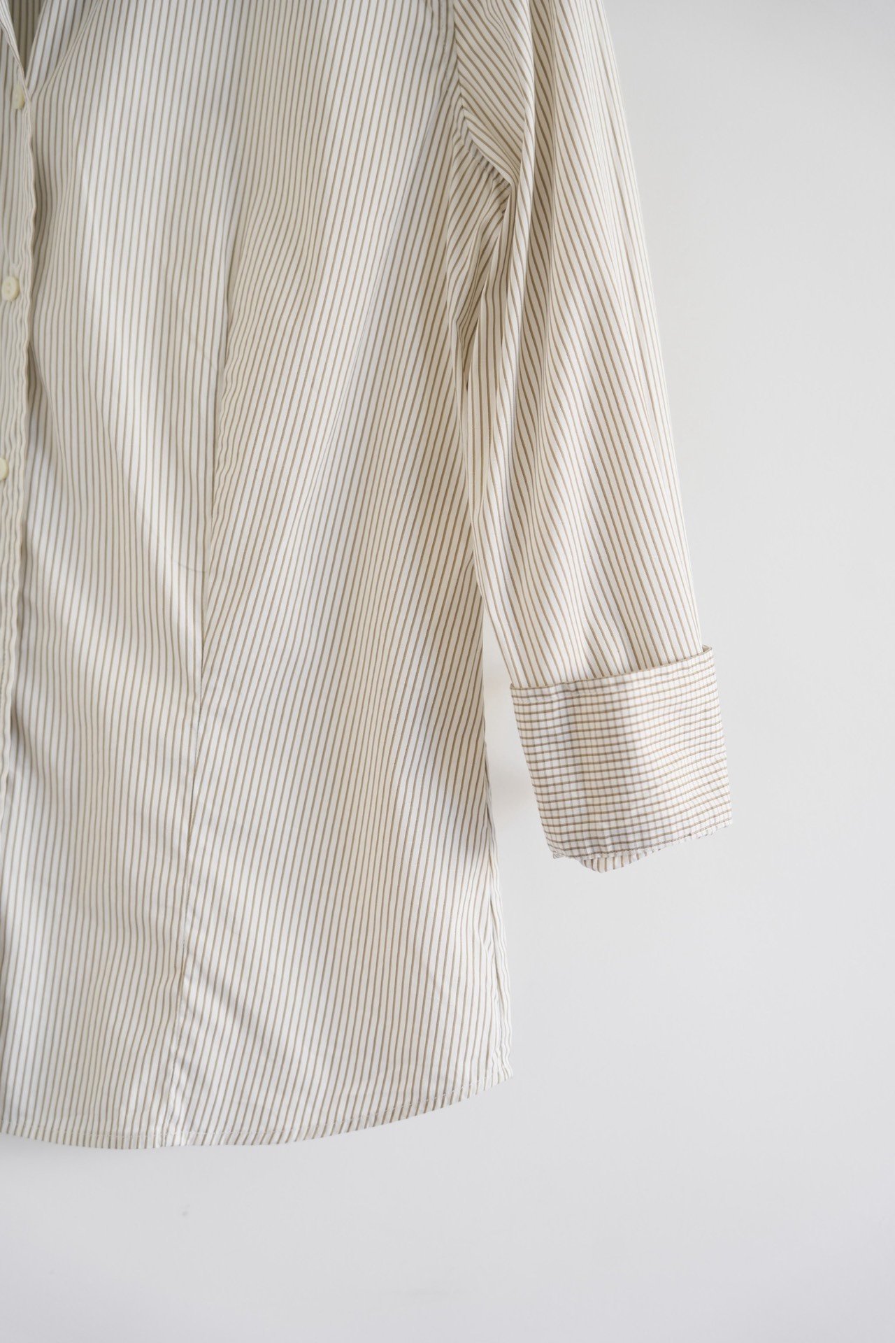 Loro Piana Beige White Striped Shirt — back