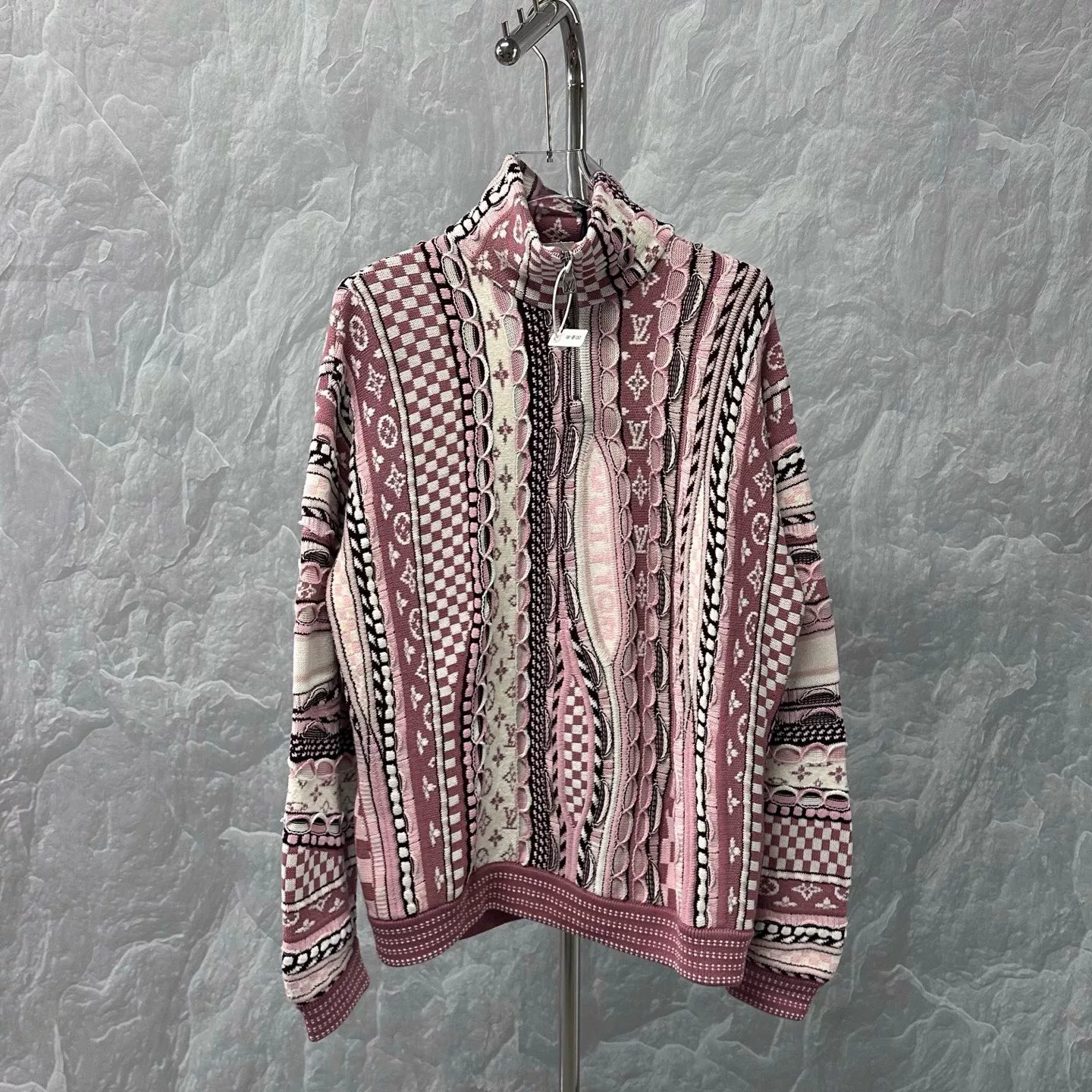Louis Vuitton Nigo FW25 Pink Half-Zip Sweatshirt