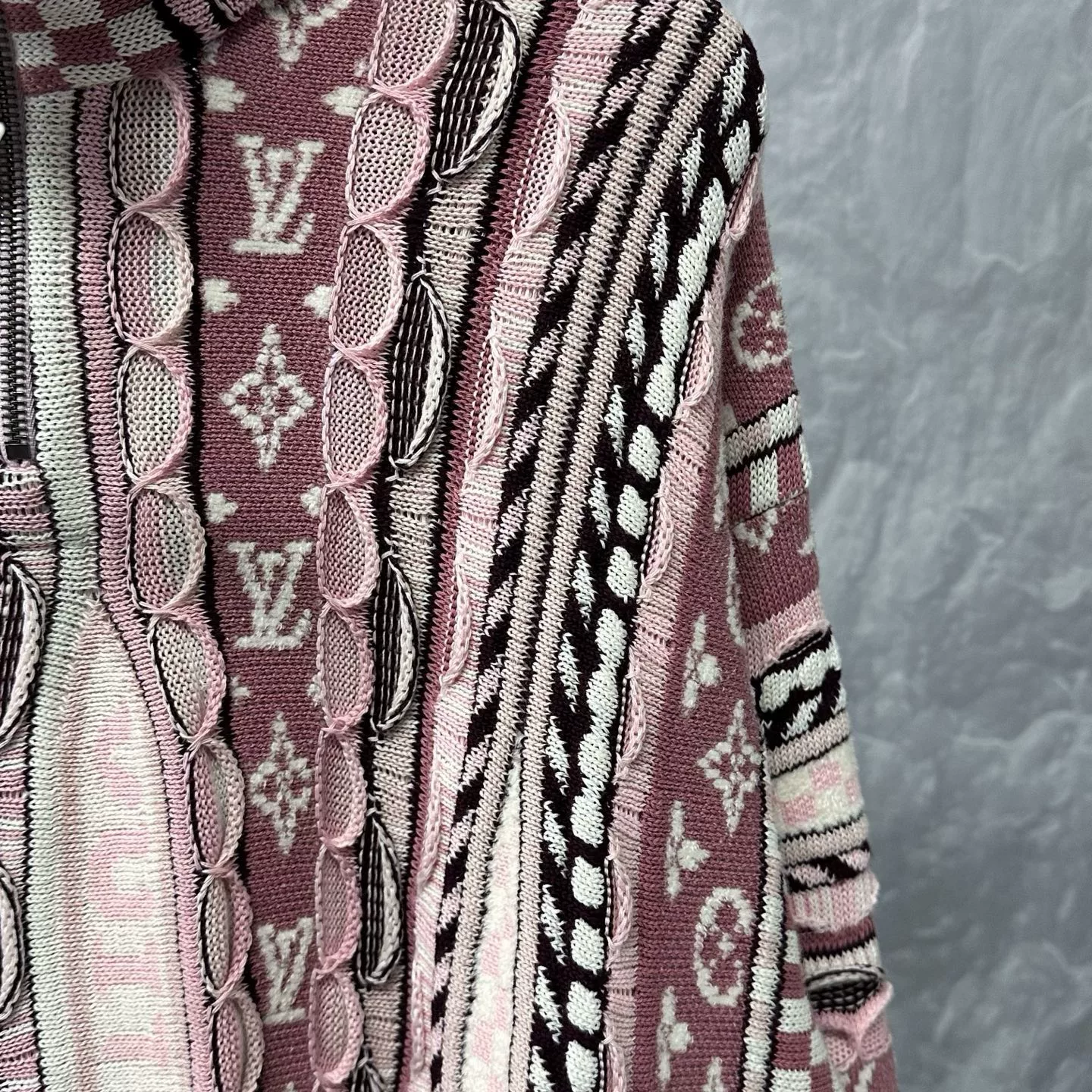 Louis Vuitton Nigo FW25 Pink Half-Zip Sweatshirt — detail