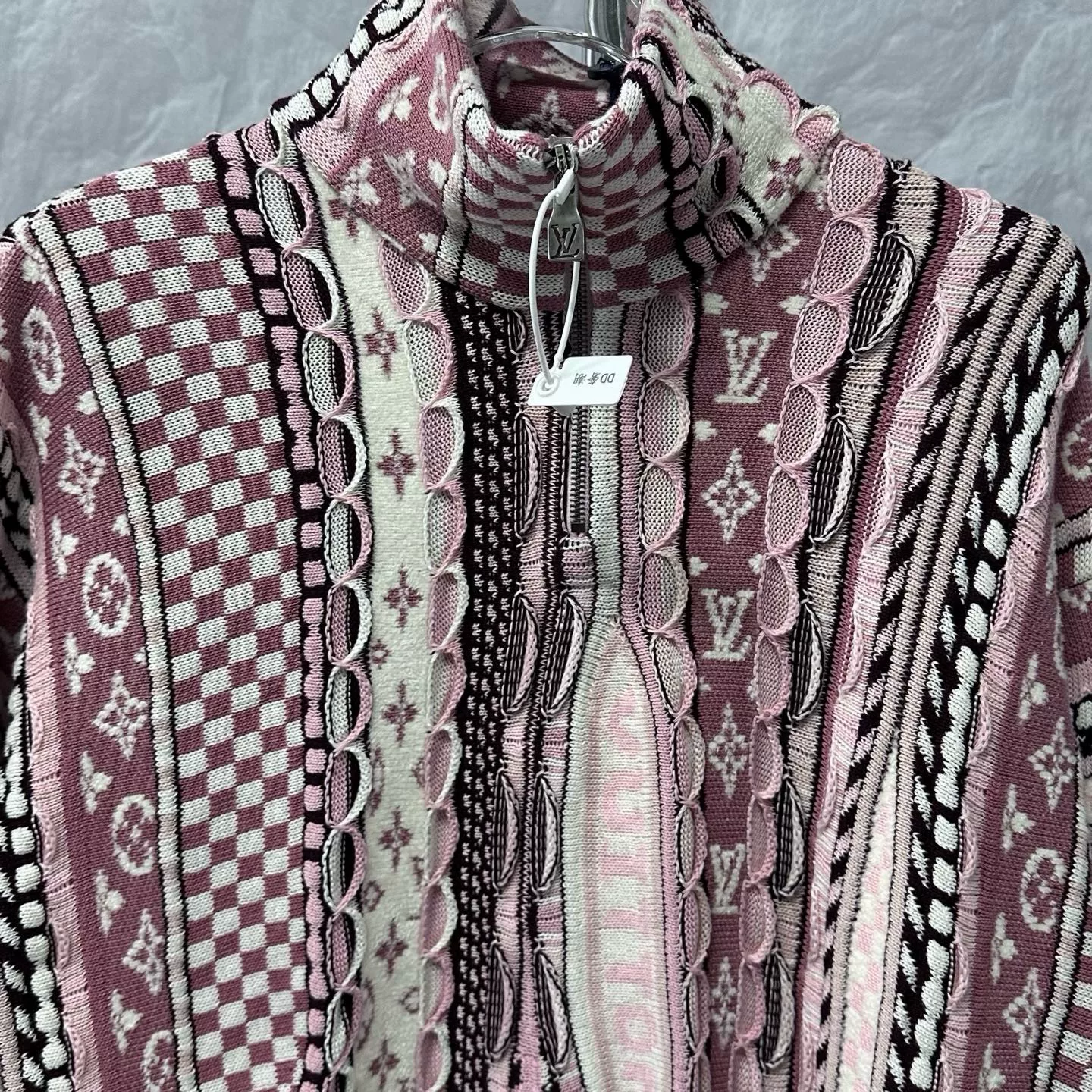 Louis Vuitton Nigo FW25 Pink Half-Zip Sweatshirt — front