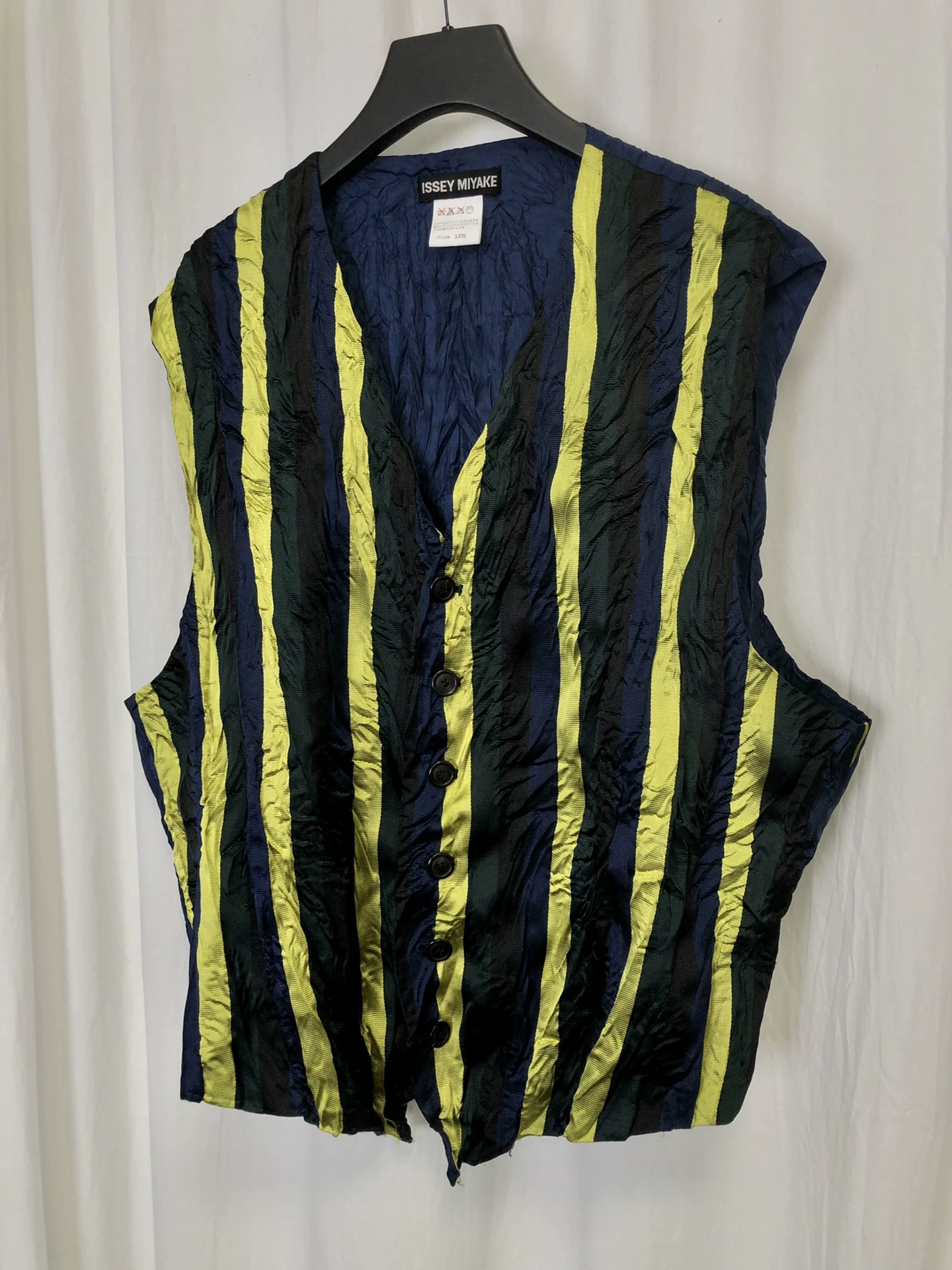 Issey Miyake 93SS Pleated Striped Vest — back