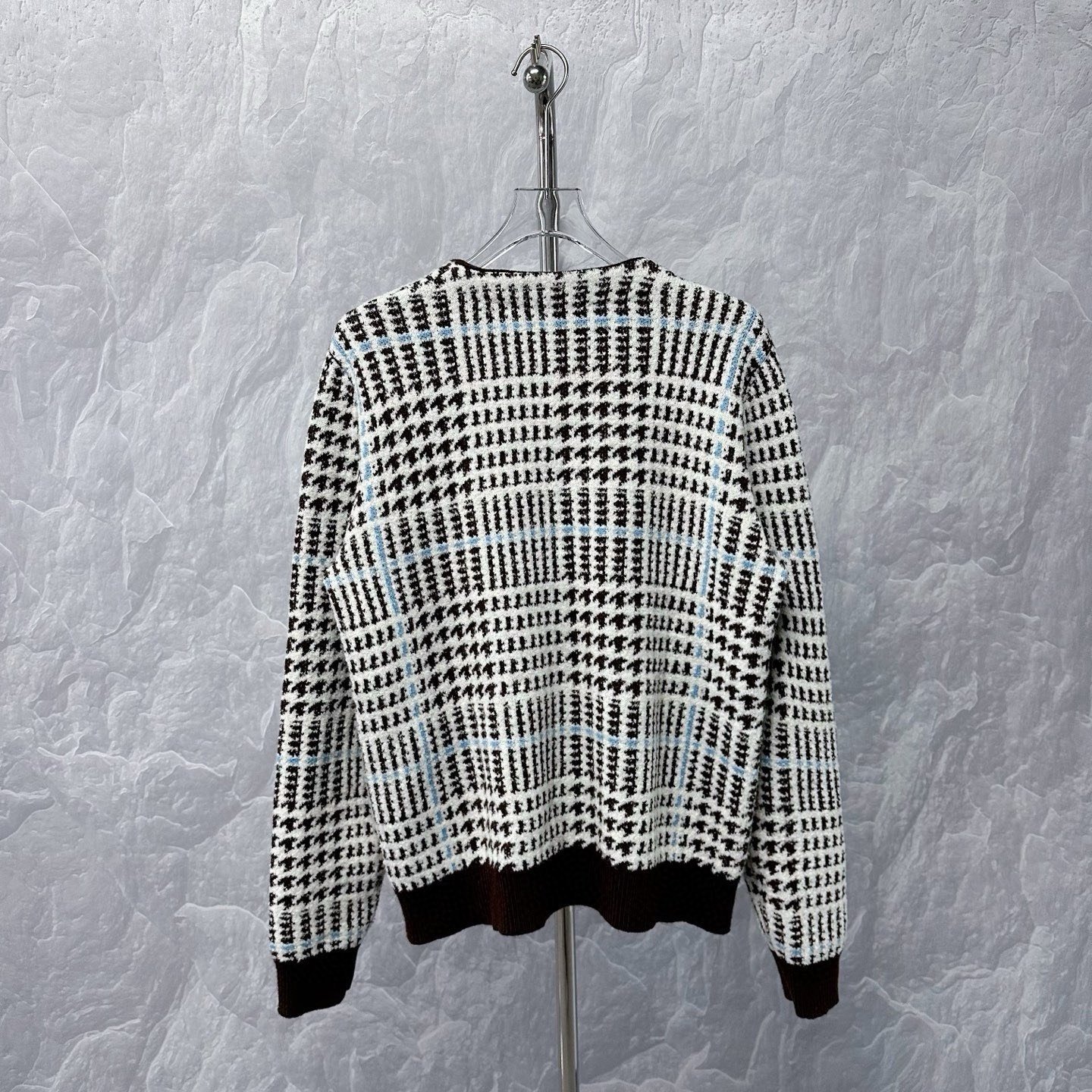 Louis Vuitton SS26 Logo Wool V-Neck Knit Coat — back