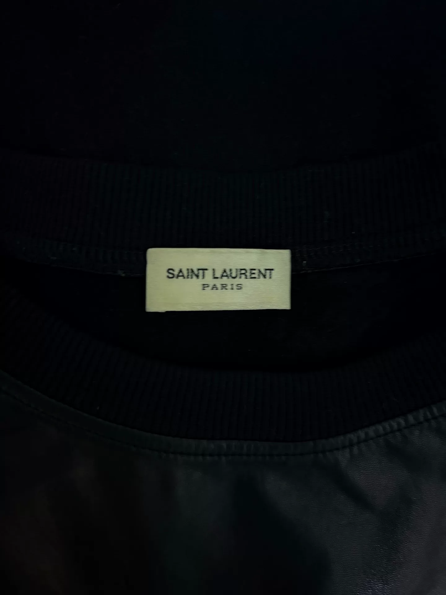 Saint Laurent SLP 13FW Leather Zip Sweatshirt — label