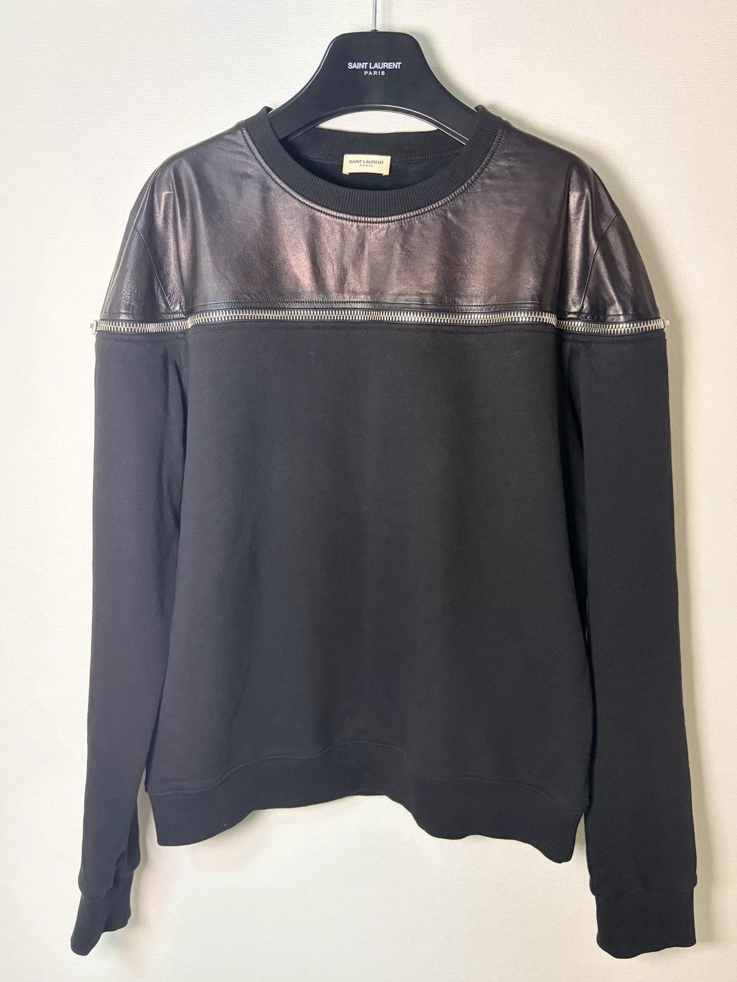 Saint Laurent SLP 13FW Leather Zip Sweatshirt