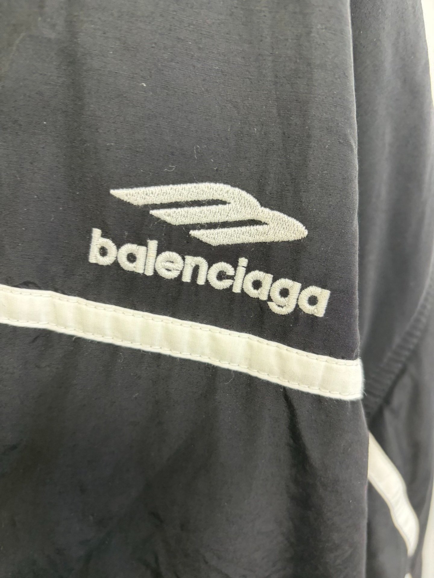 Balenciaga Black Hooded Logo Zip Jacket — detail