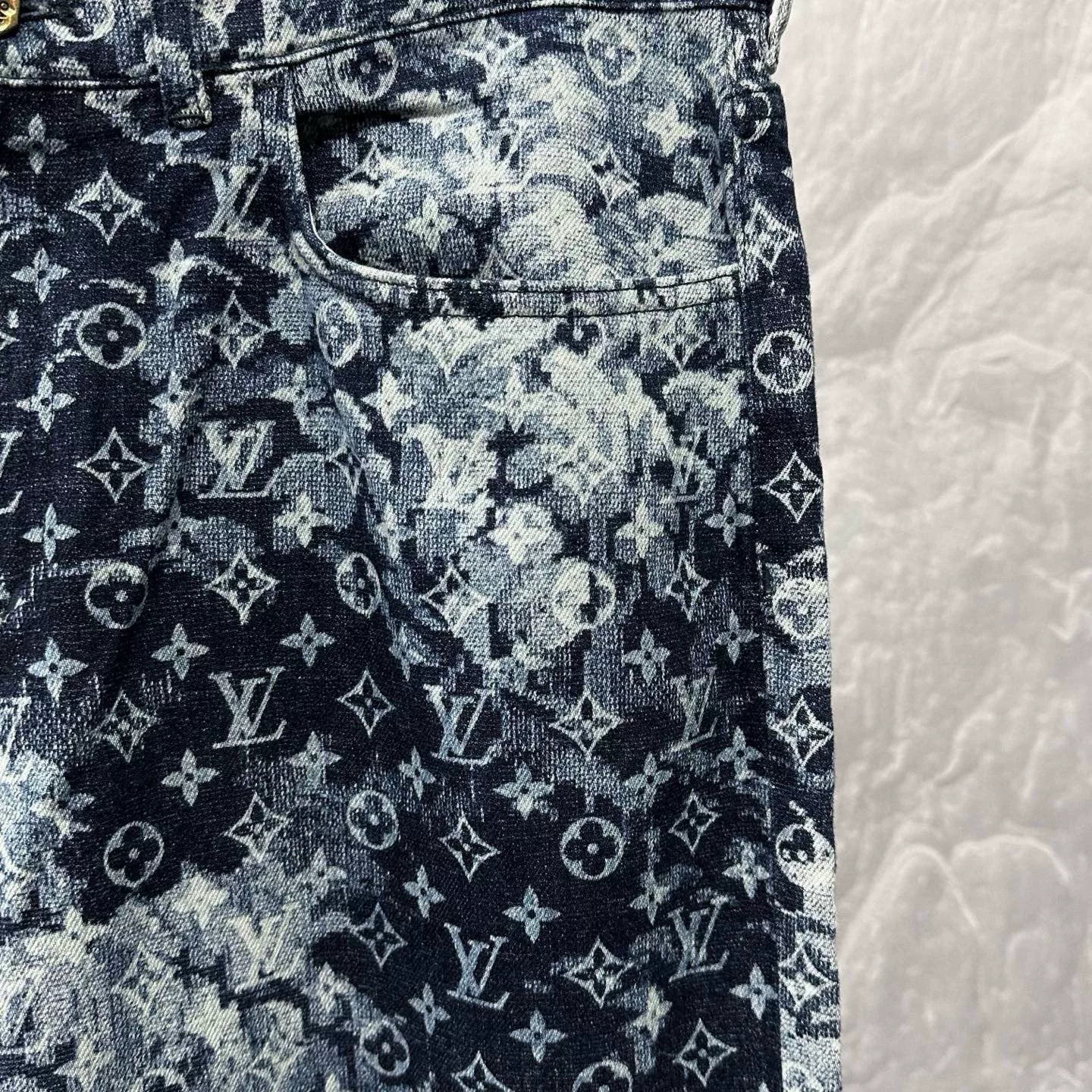 Louis Vuitton Monogram Tie-Dye Denim Pants — detail