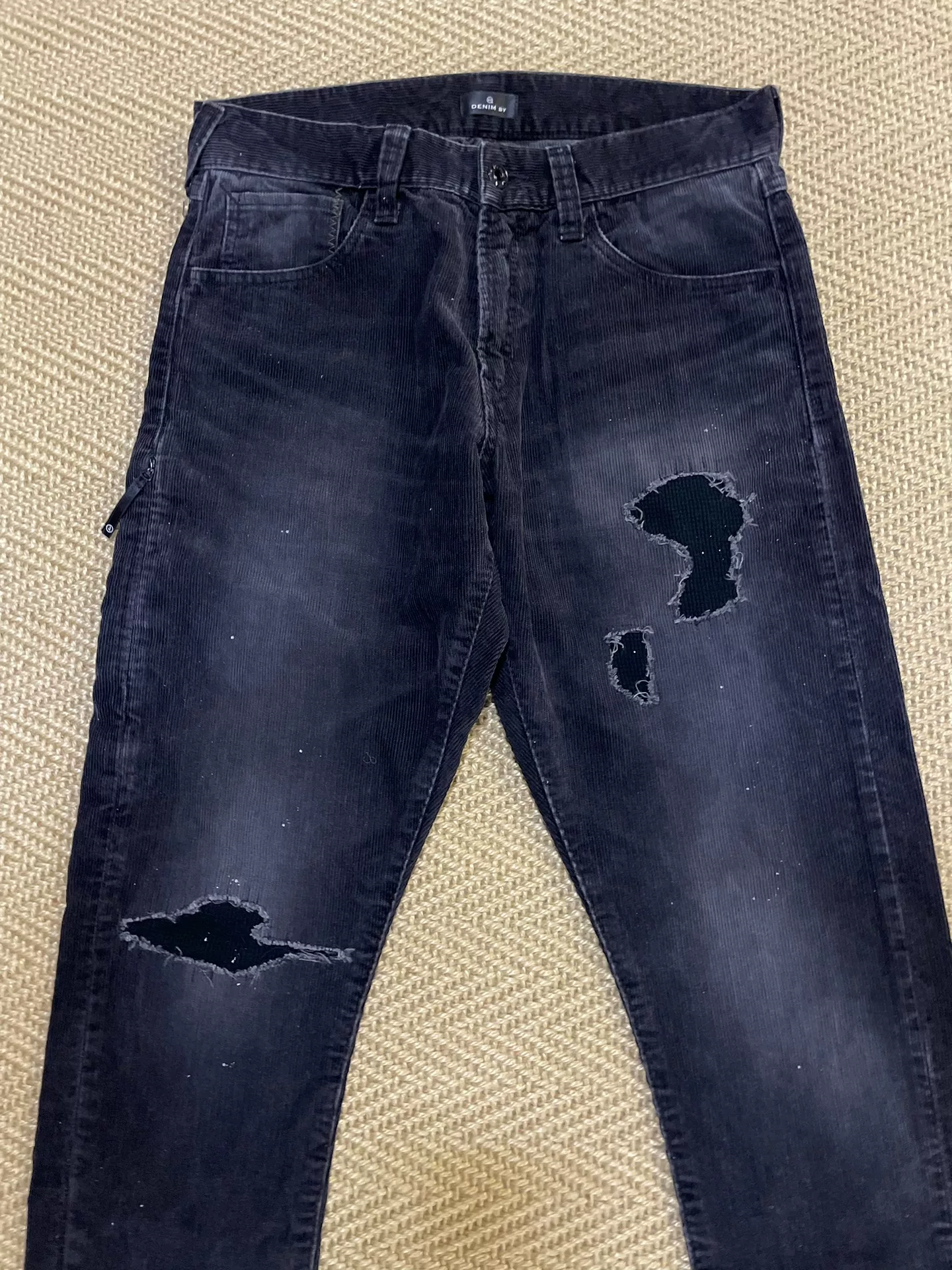 Vanquish Fragment Distressed Splatter Corduroy Pants — detail
