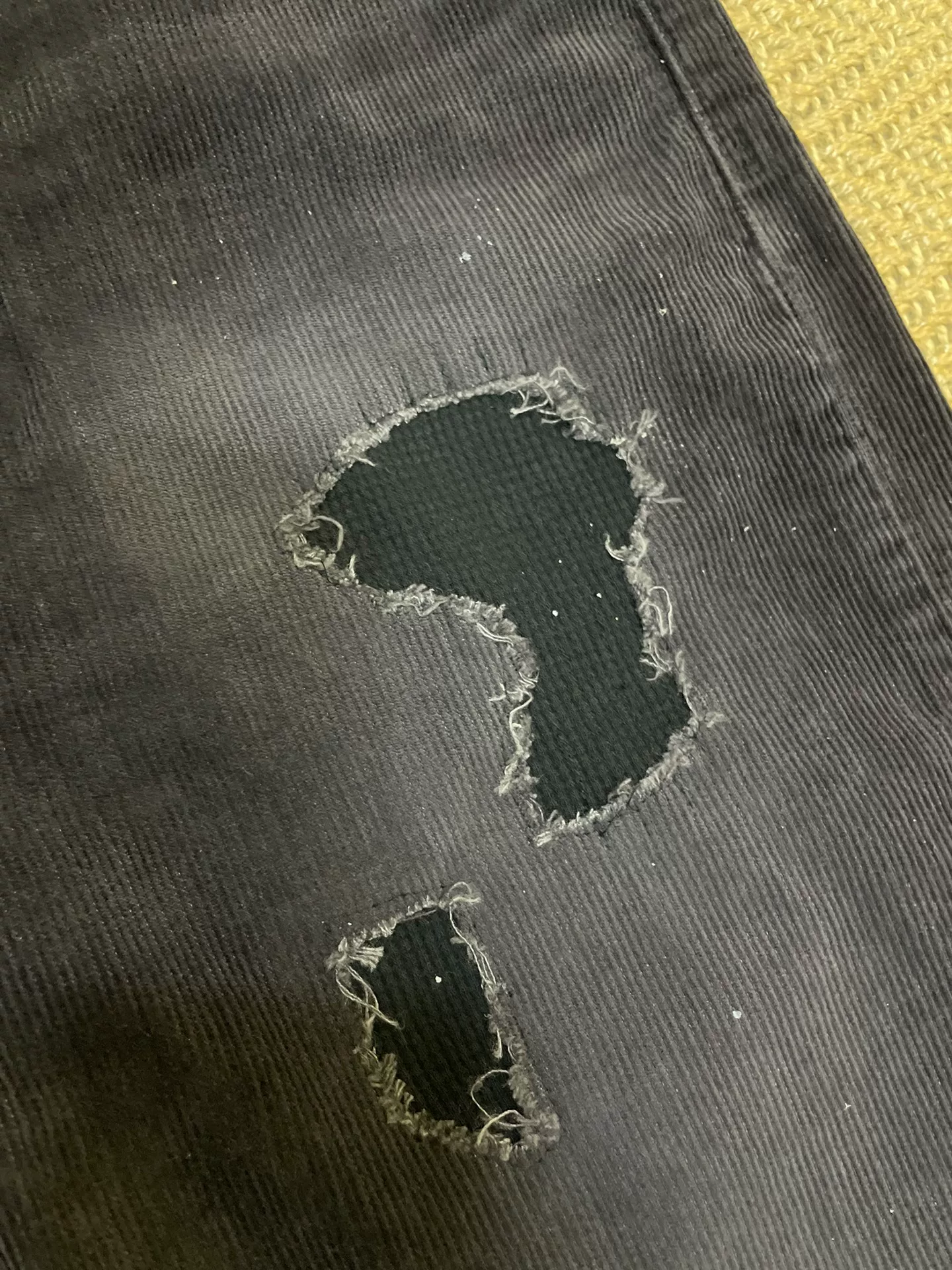 Vanquish Fragment Distressed Splatter Corduroy Pants — label