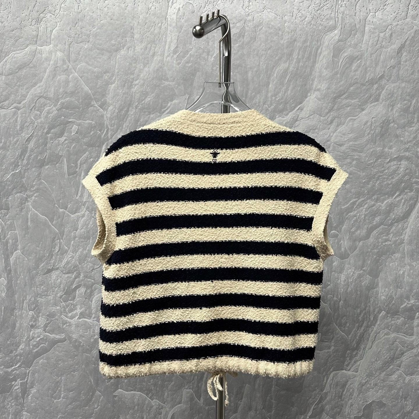 Dior Bee Embroidery Striped Knit Vest — back