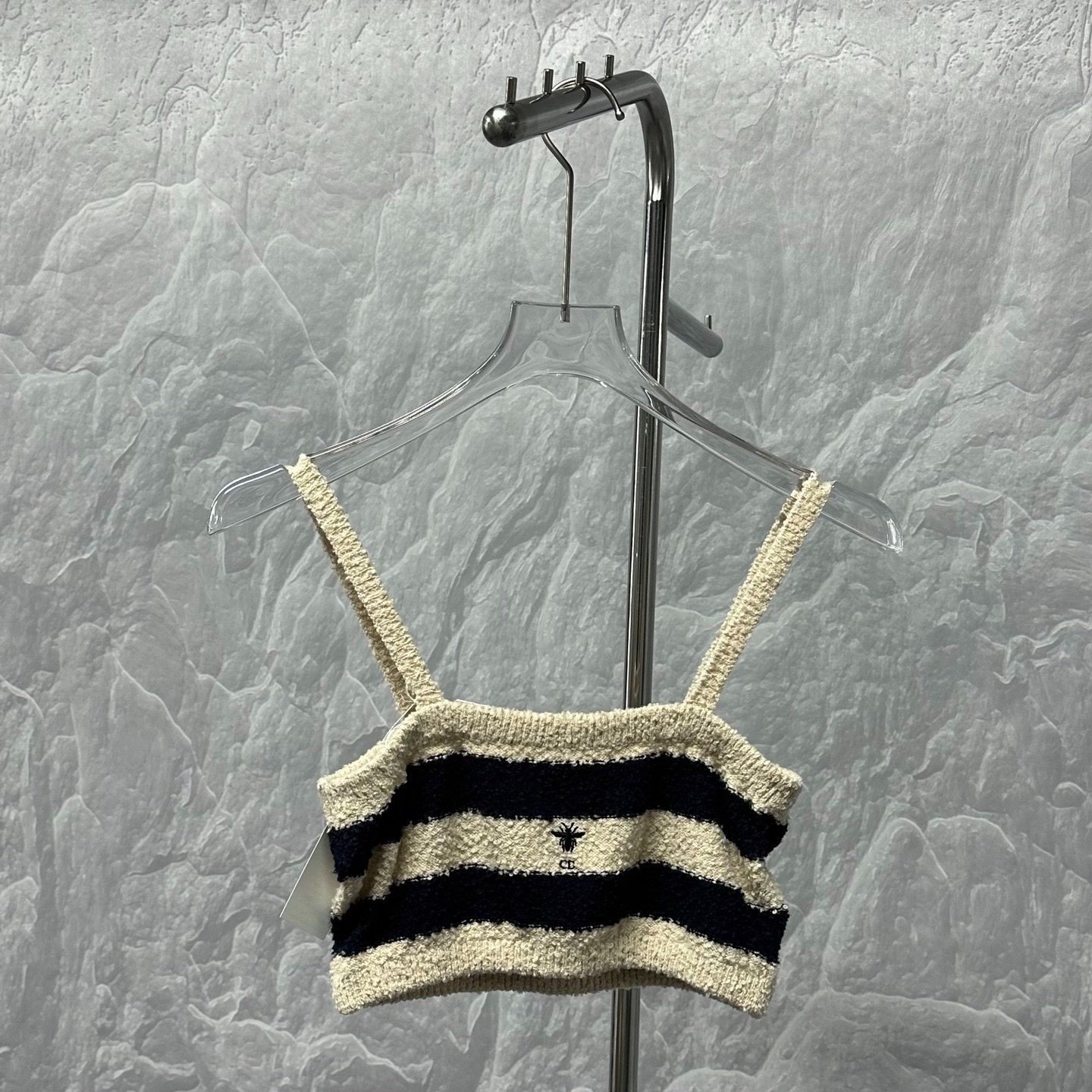 Dior Bee Embroidery Striped Knit Vest — front