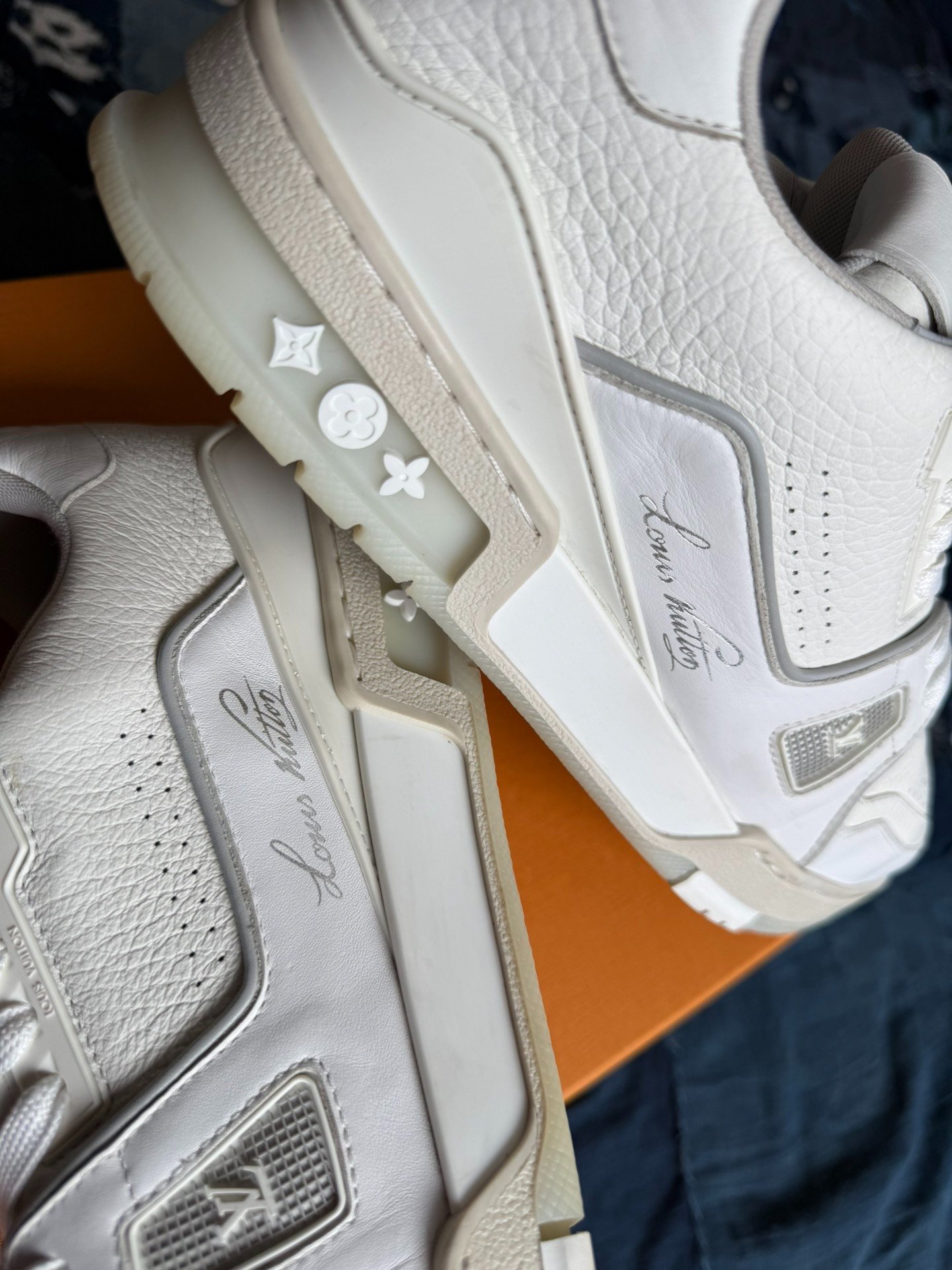 Louis Vuitton LV Trainer White Cement — label