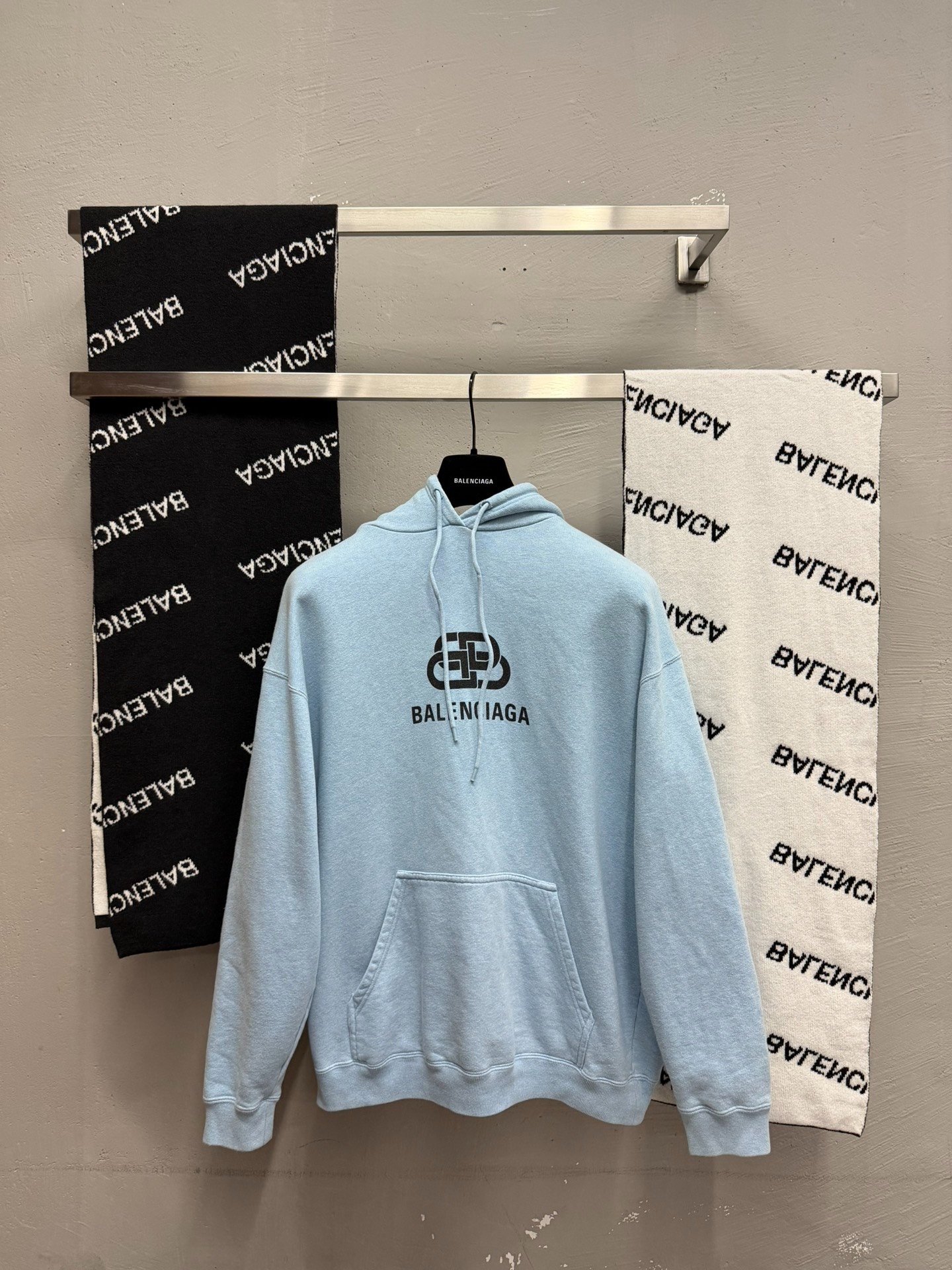 Balenciaga Haze Blue Lock Clasp Hoodie S