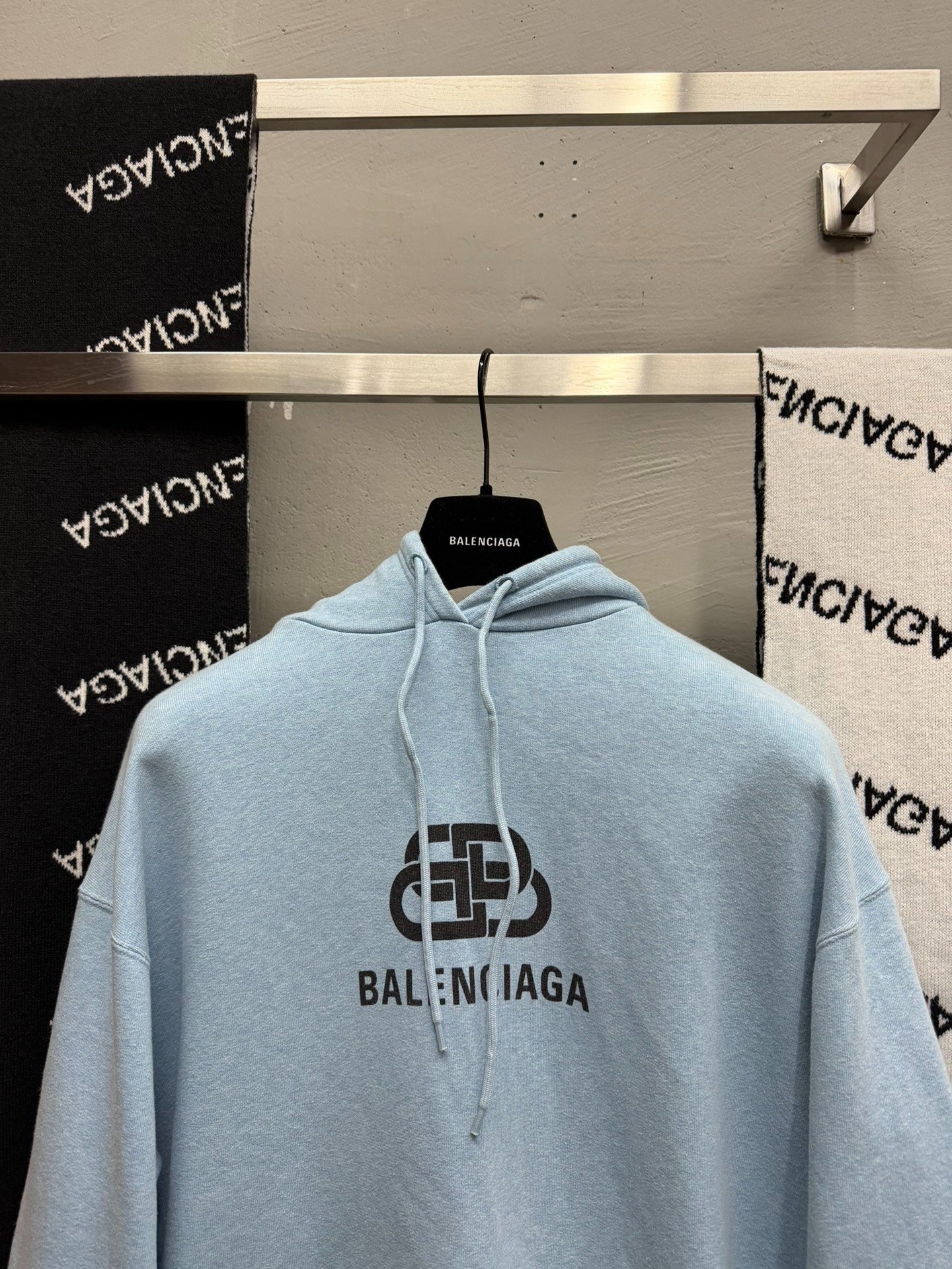 Balenciaga Haze Blue Lock Clasp Hoodie S — front