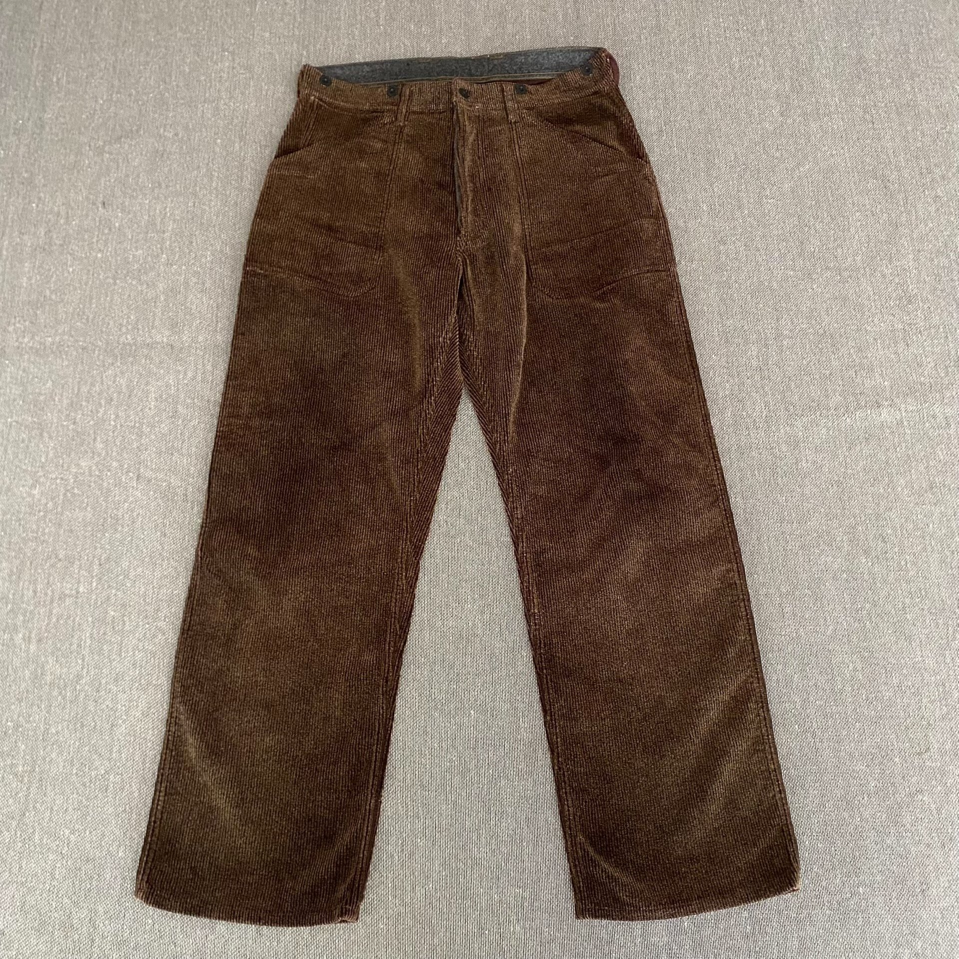 Freewheelers Bootleggers Brown Corduroy Work Pants — front