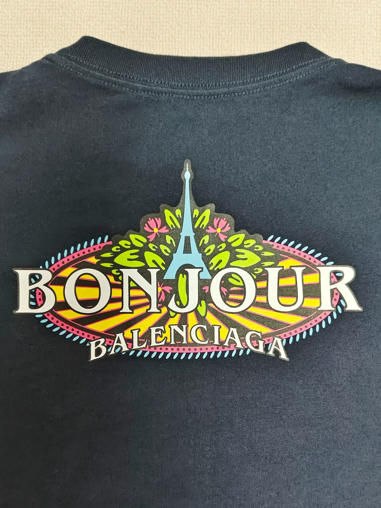 Balenciaga Bonjour Print Short-Sleeve T-shirt — detail