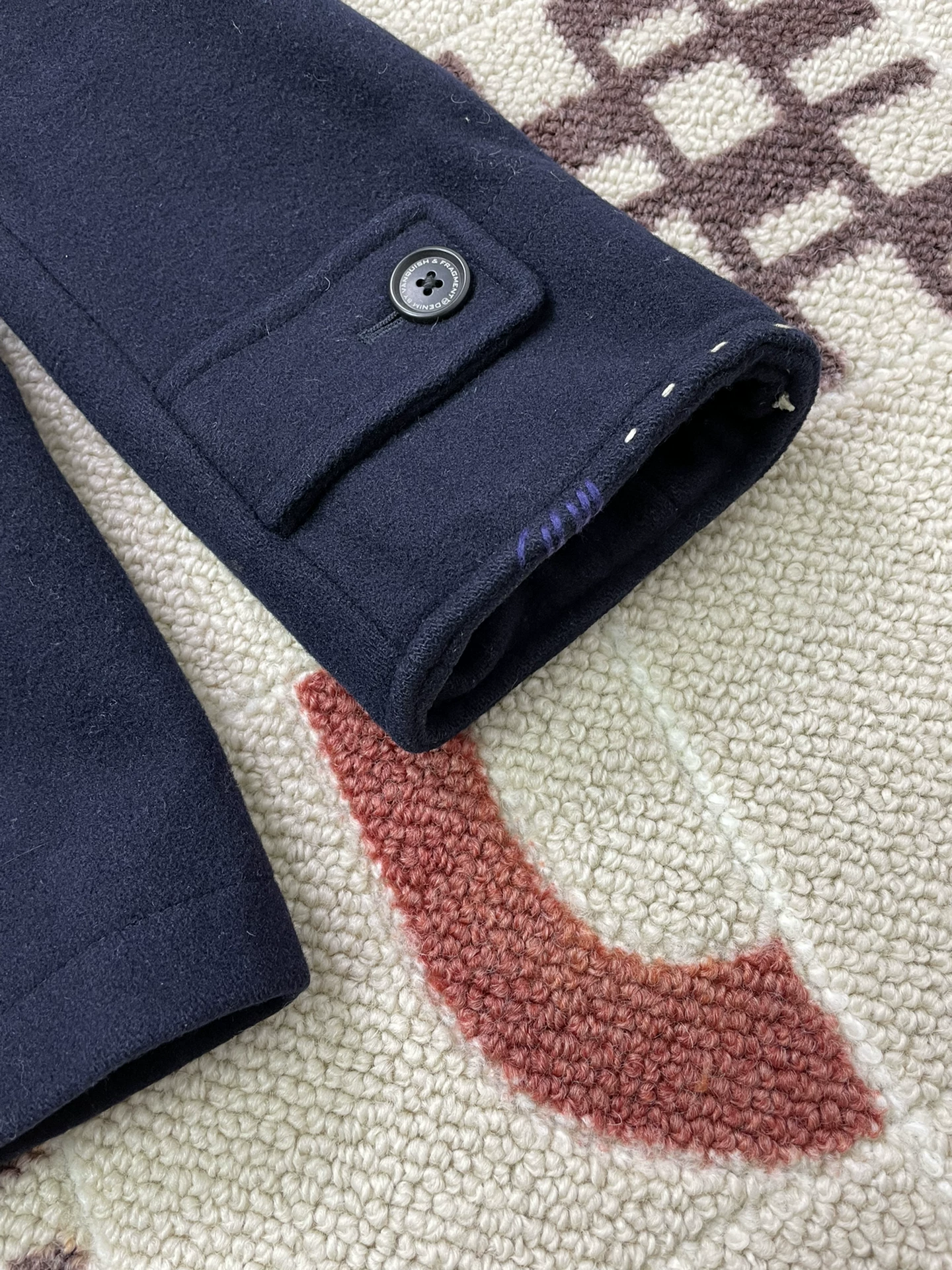 Denim by Vanquish Fragment Wool Coat — label