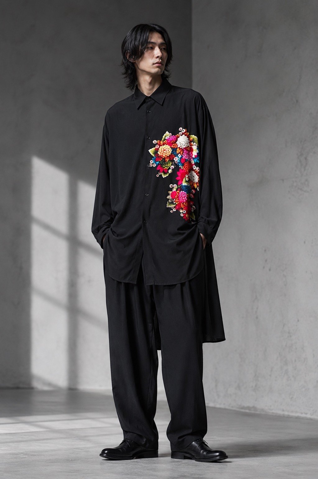 Yohji Yamamoto 87SS Floral Rayon Shirt Replica — front