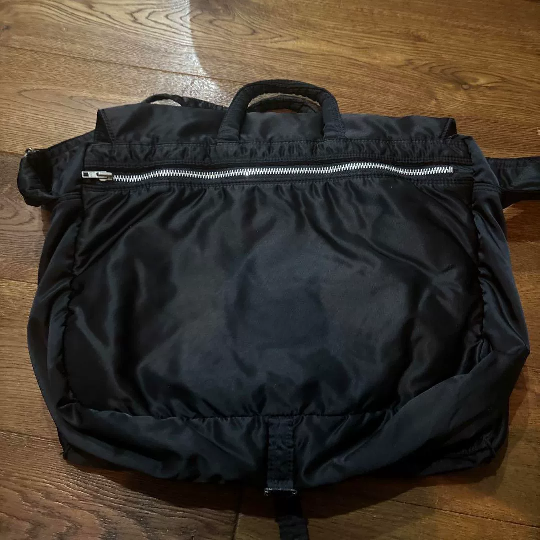 Porter Tanker Black Helmet Crossbody Bag — label