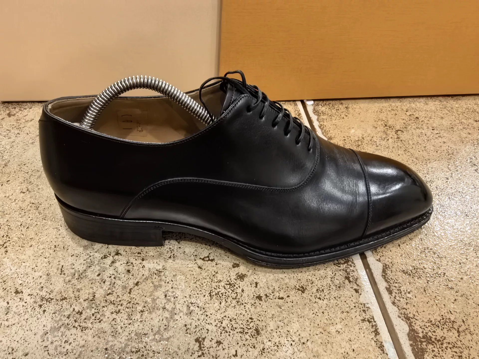 Louis Vuitton Black Leather Lace-Up Shoes — front